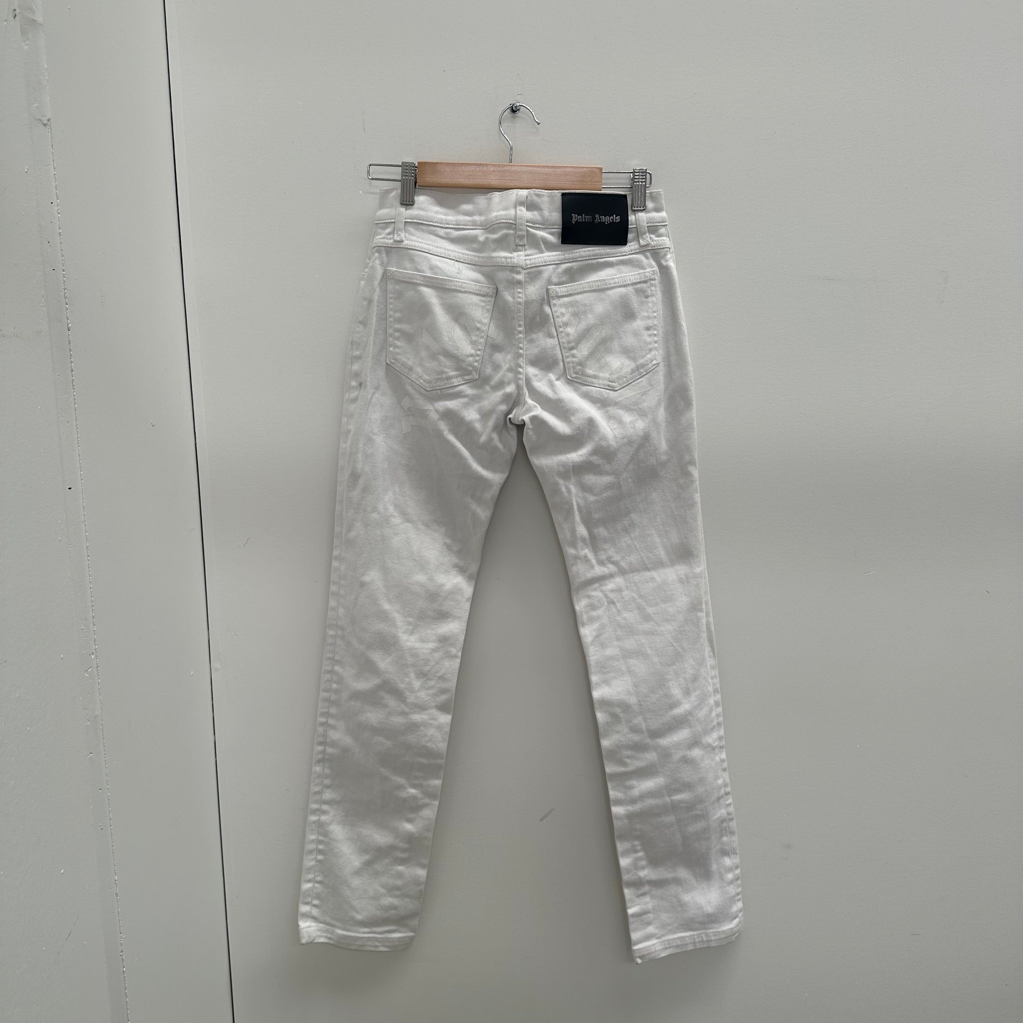 Palm Angels White Back Logo Jeans (Size 27)