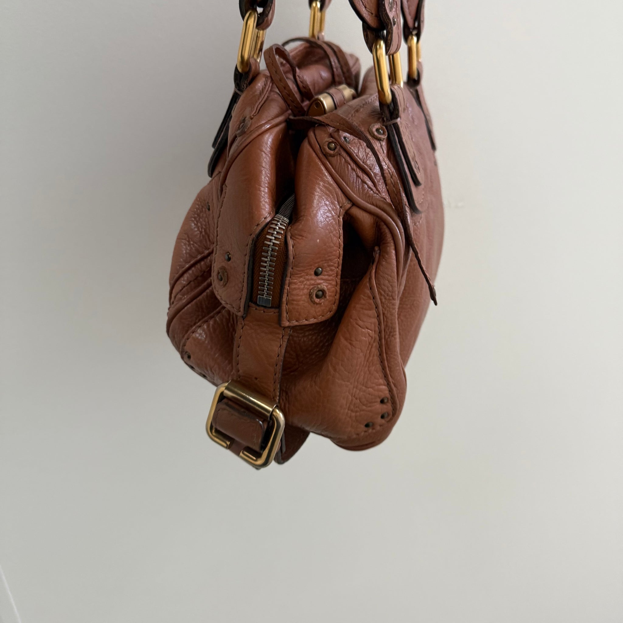 Chloe Paddington Shoulder Bag Brown Leather