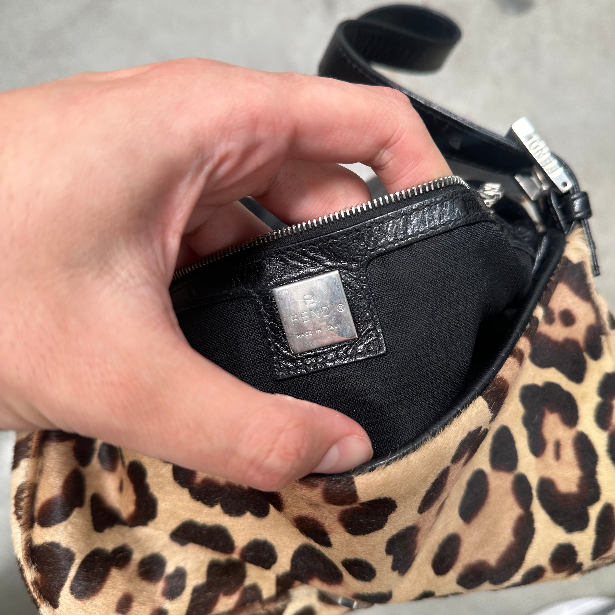 Fendi Leopard Print Baguette Bag