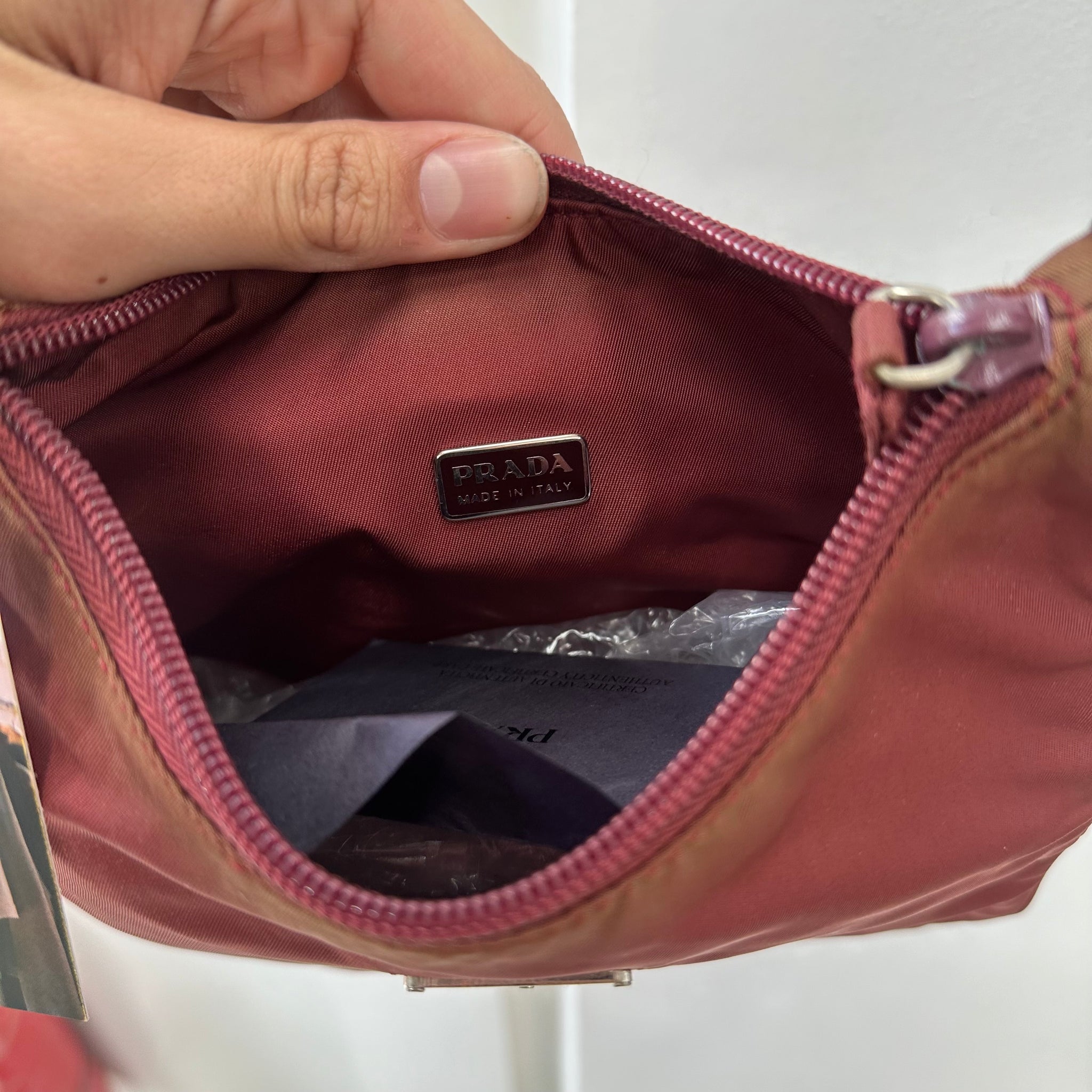 Prada Red Vintage Nylon Hobo Bag