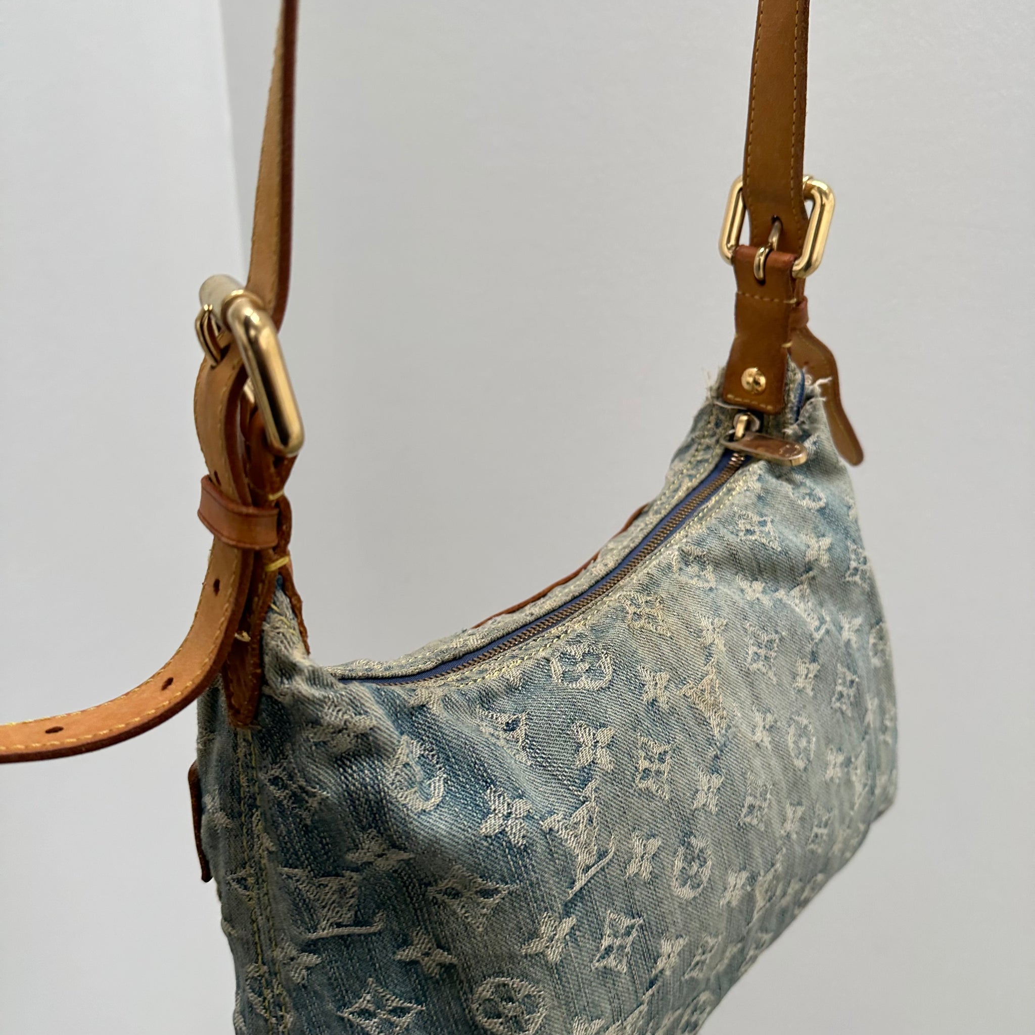 Louis Vuitton Monogram Denim Baggy PM Blue with Long Strap