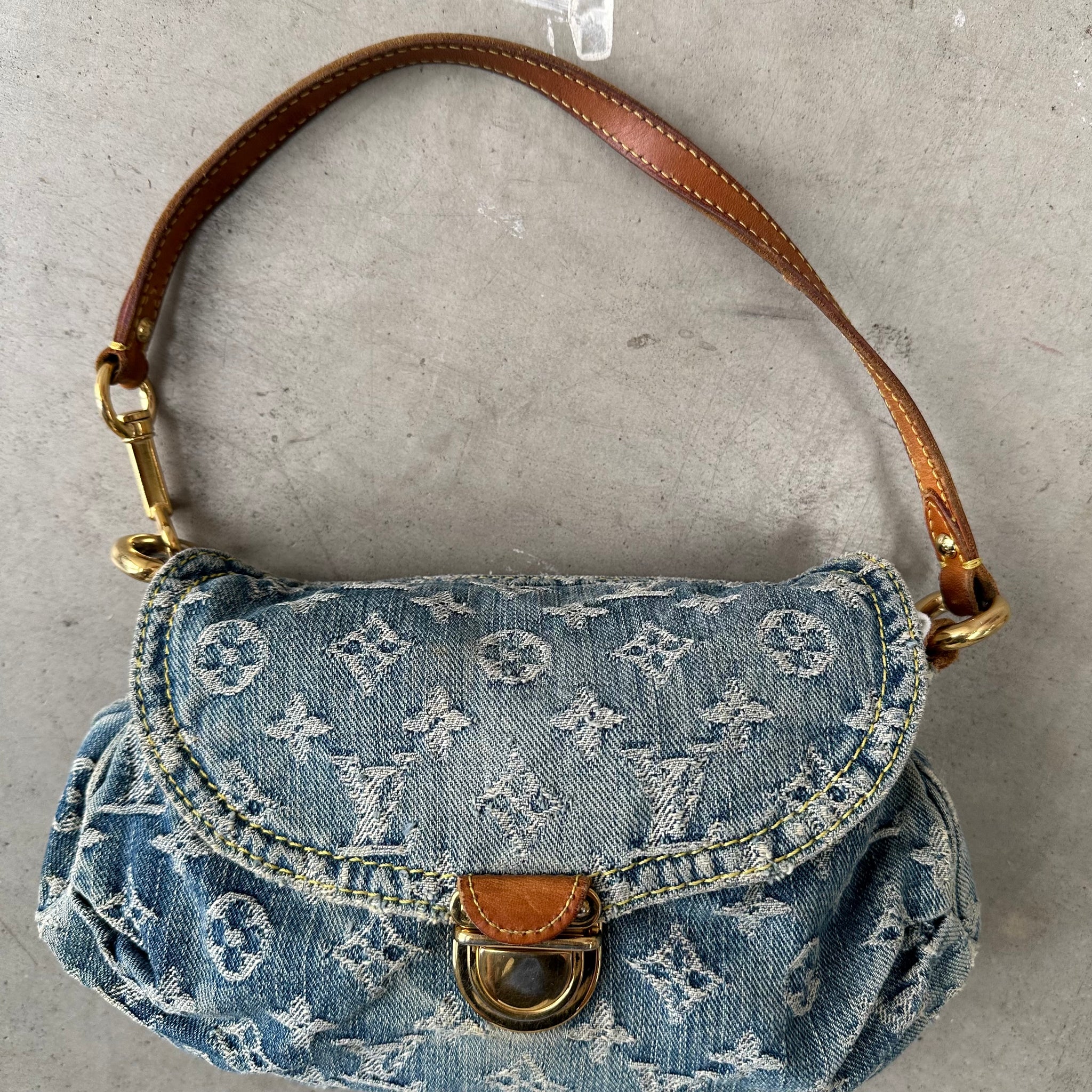 Louis Vuitton Monogram Denim Pleaty Shoulder Bag