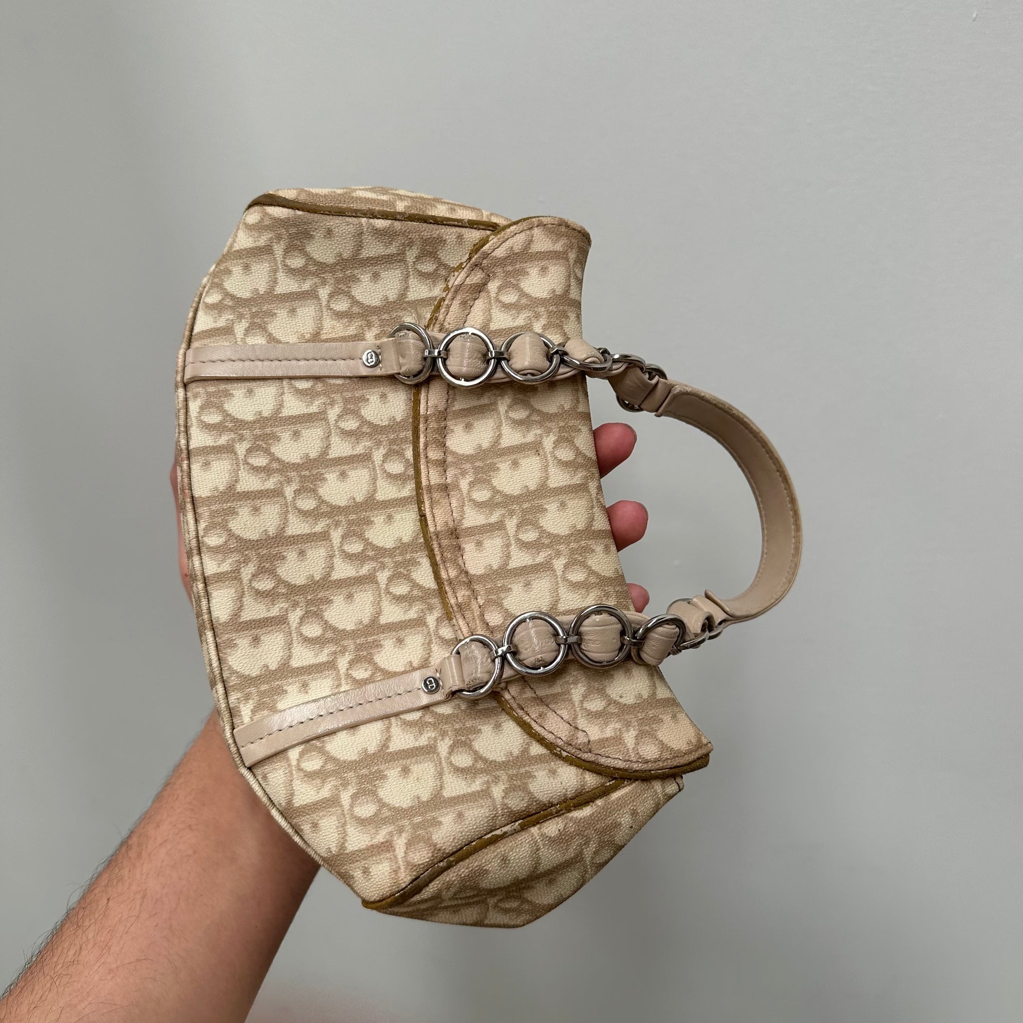 Christian Dior PVC and Leather Beige Romantic Shoulder Bag