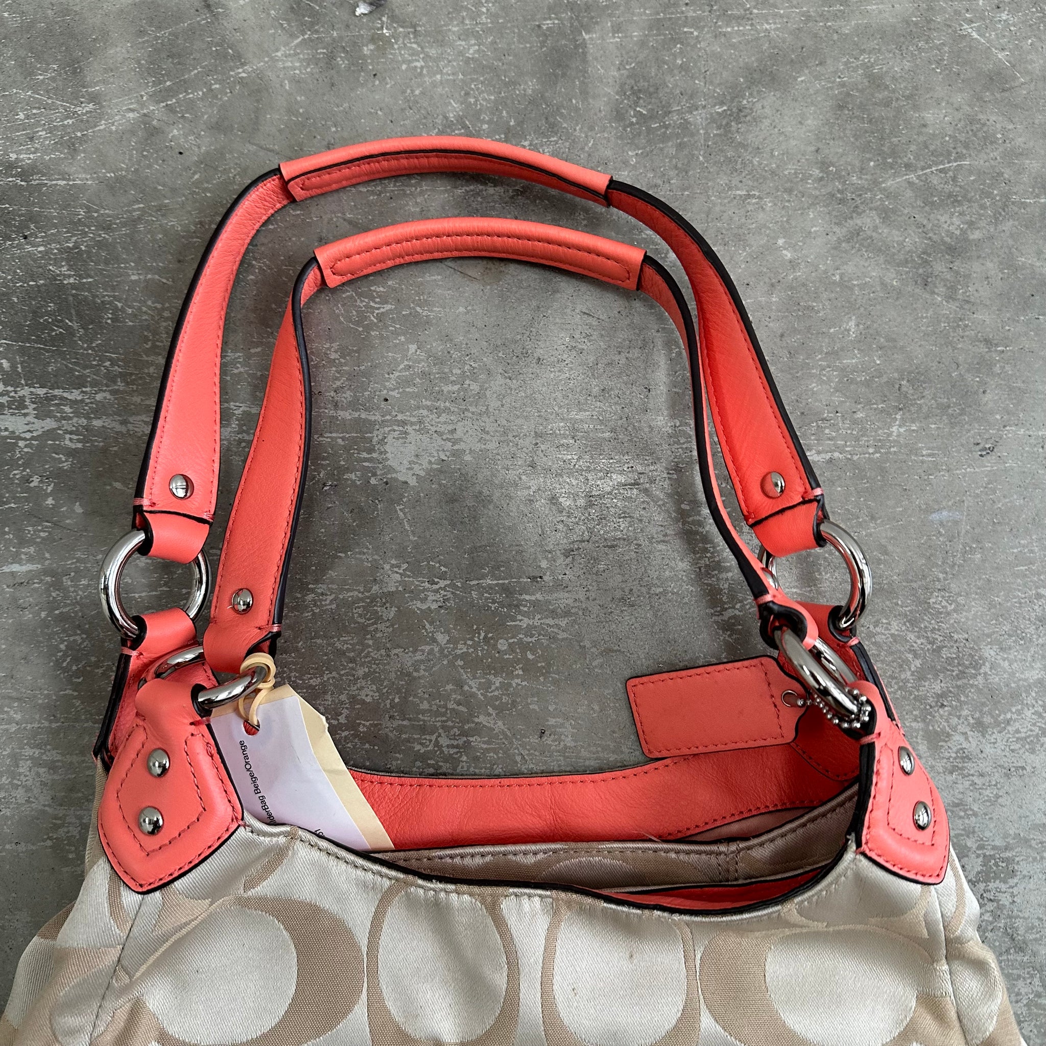 Coach Signature Hobo Campbell Shoulder Bag Beige/Orange