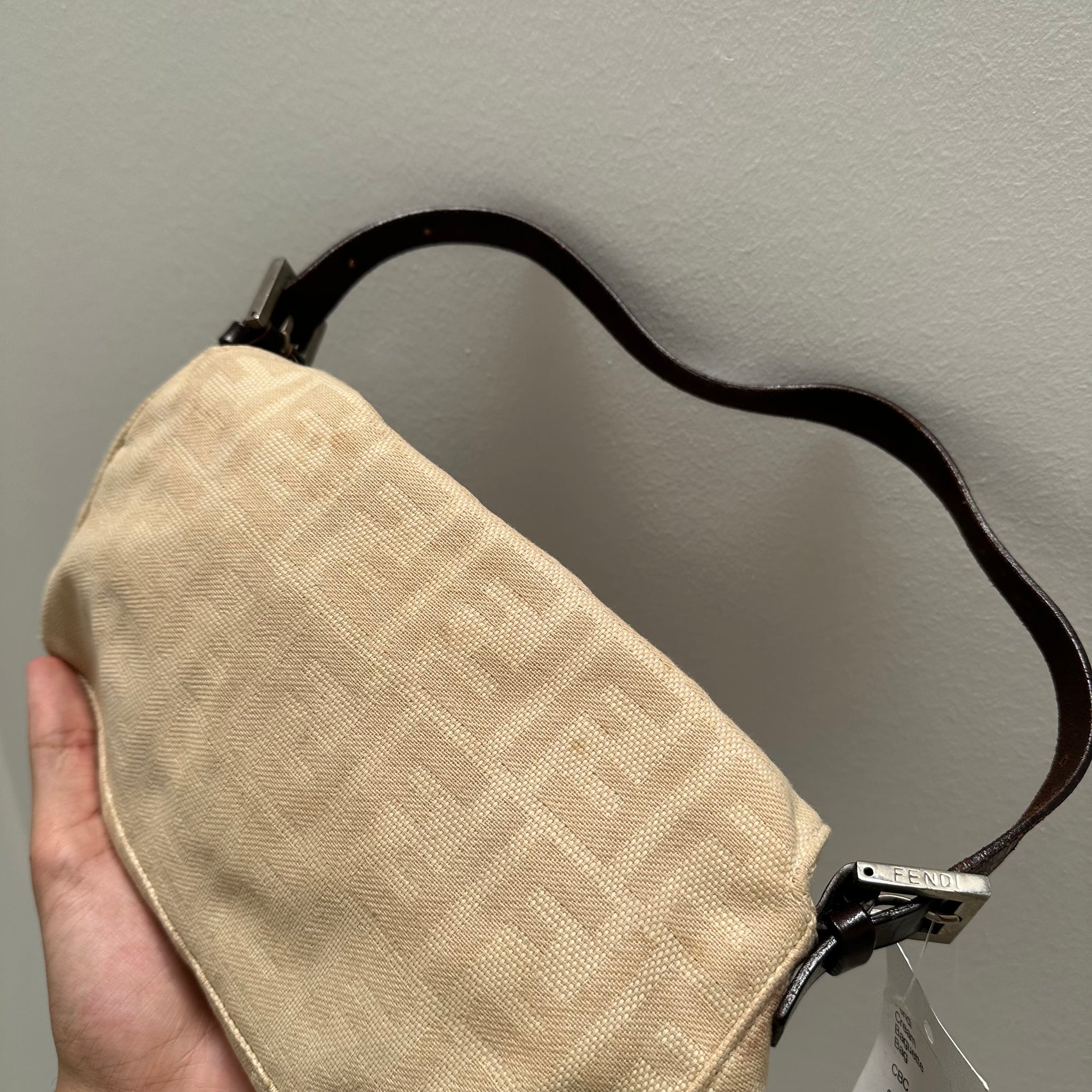 Fendi Cream Baguette Shoulder Bag