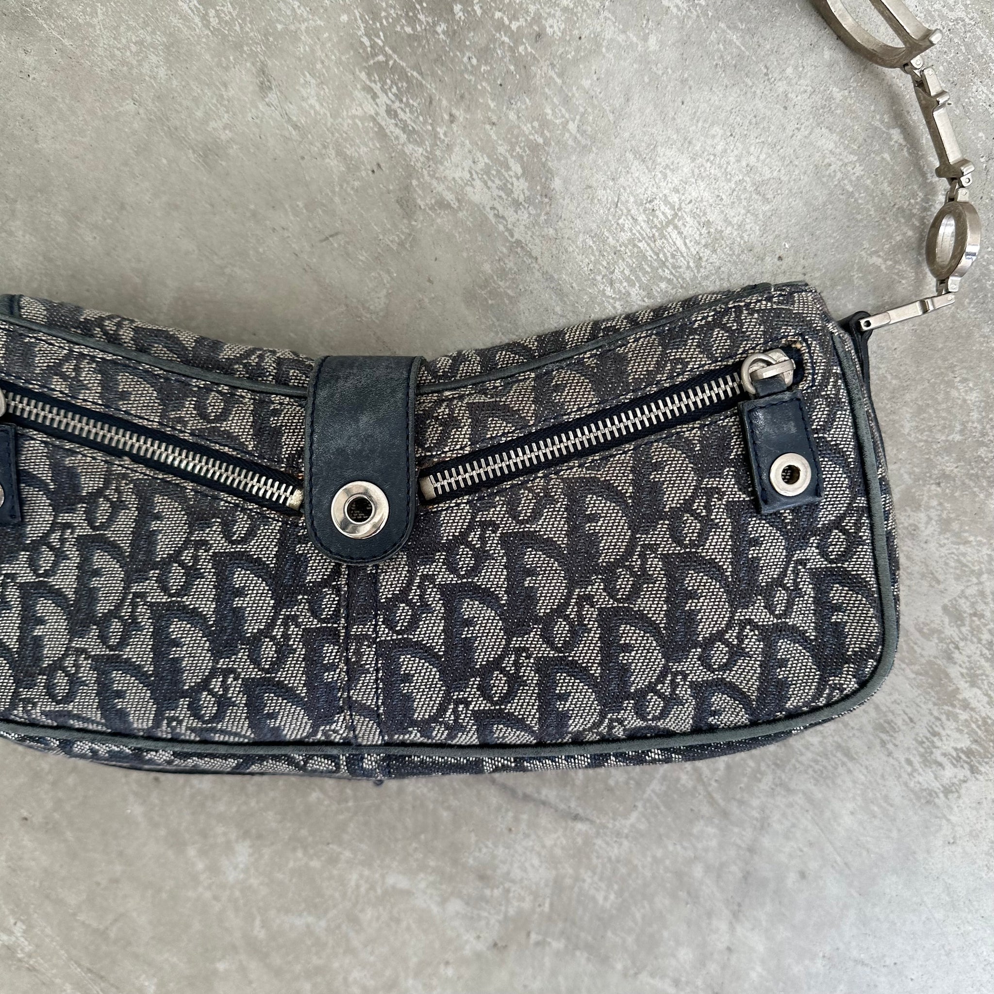 Dior Vintage Trotter Shoulder Bag Diorissimo Canvas