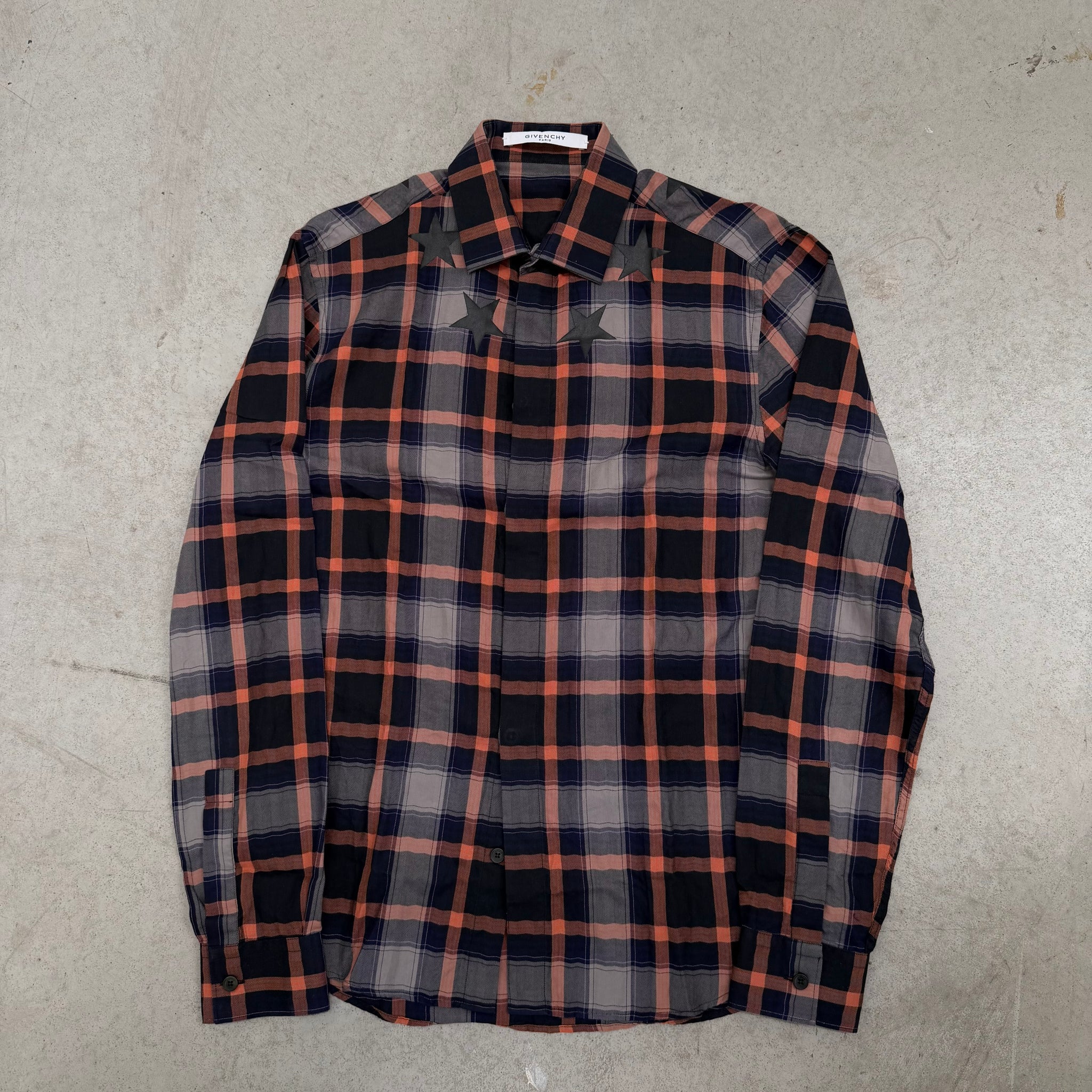 Givenchy Star Print Button Up Shirt Blue/Orange (fits S)