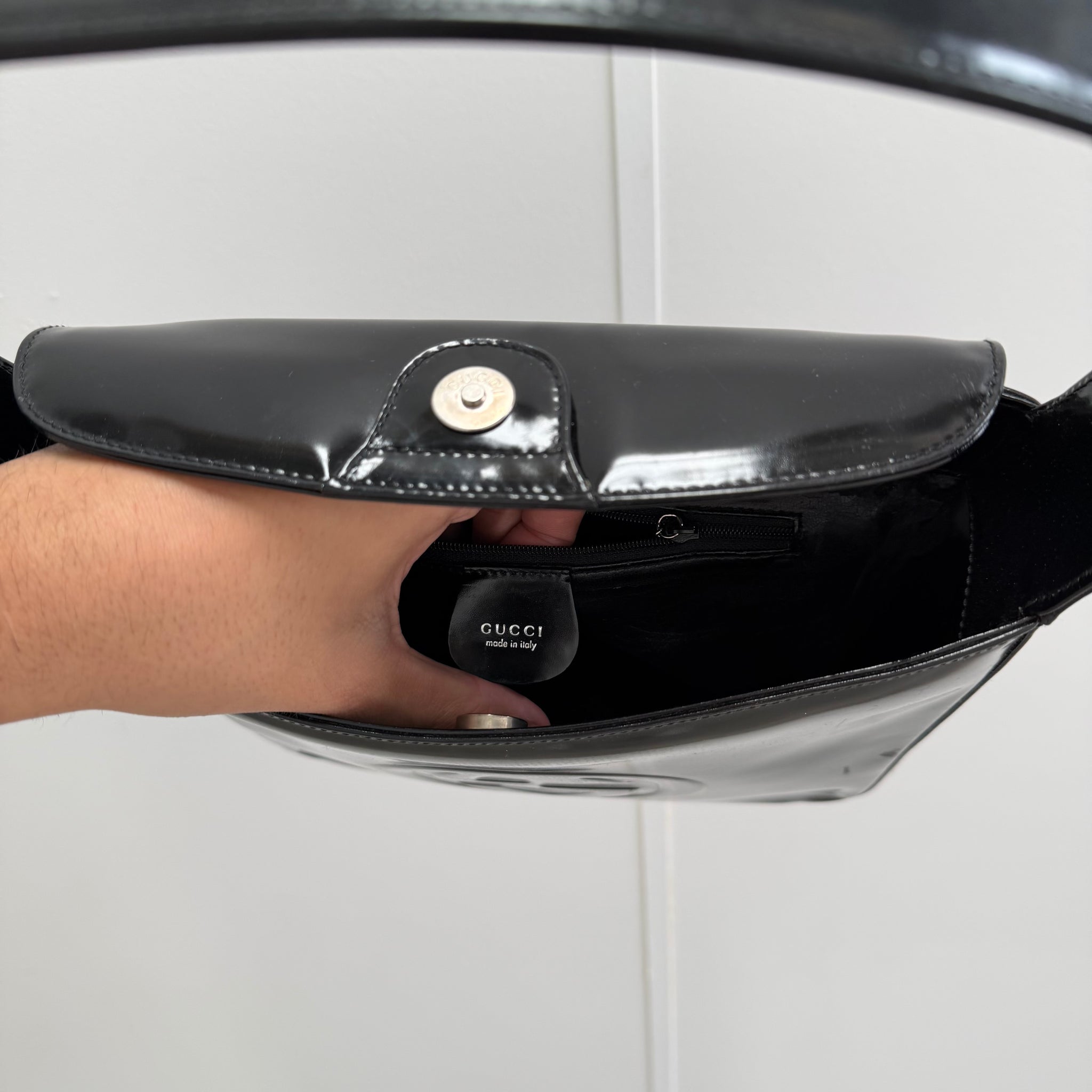 Gucci Black Patent Leather Shoulder Bag