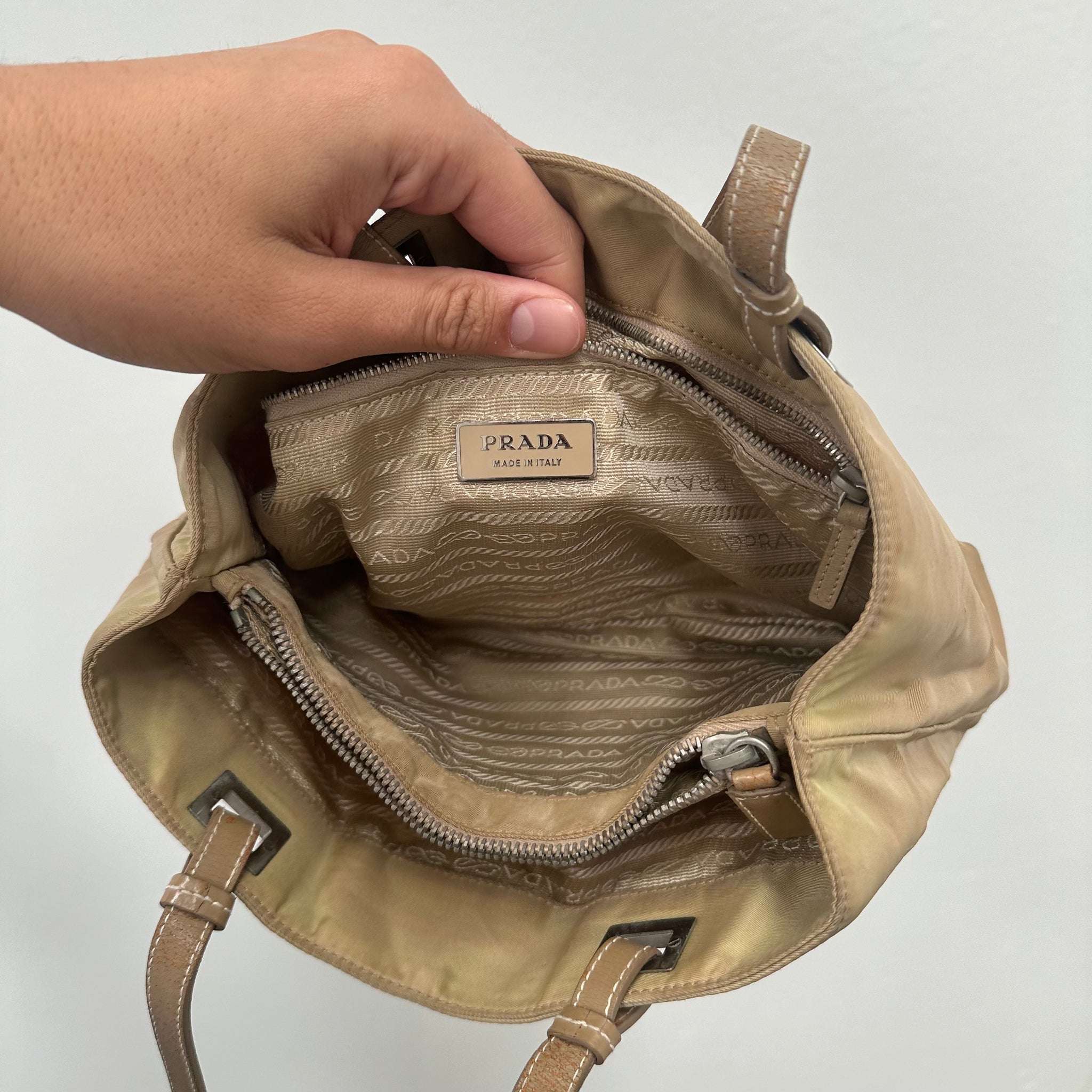 Prada Nylon Beige Hand / Shoulder Bag