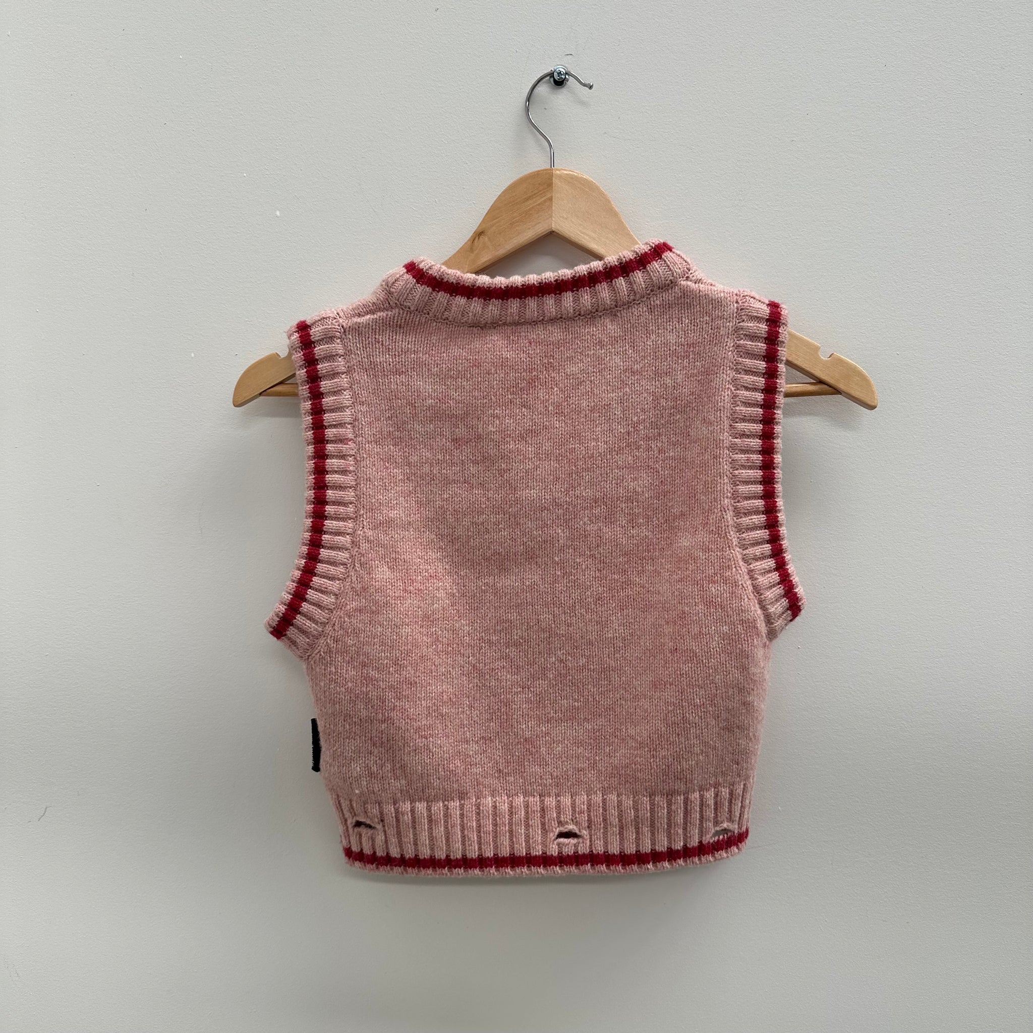 Palm Angels Logo Patch Cropped Wool Vest Size M