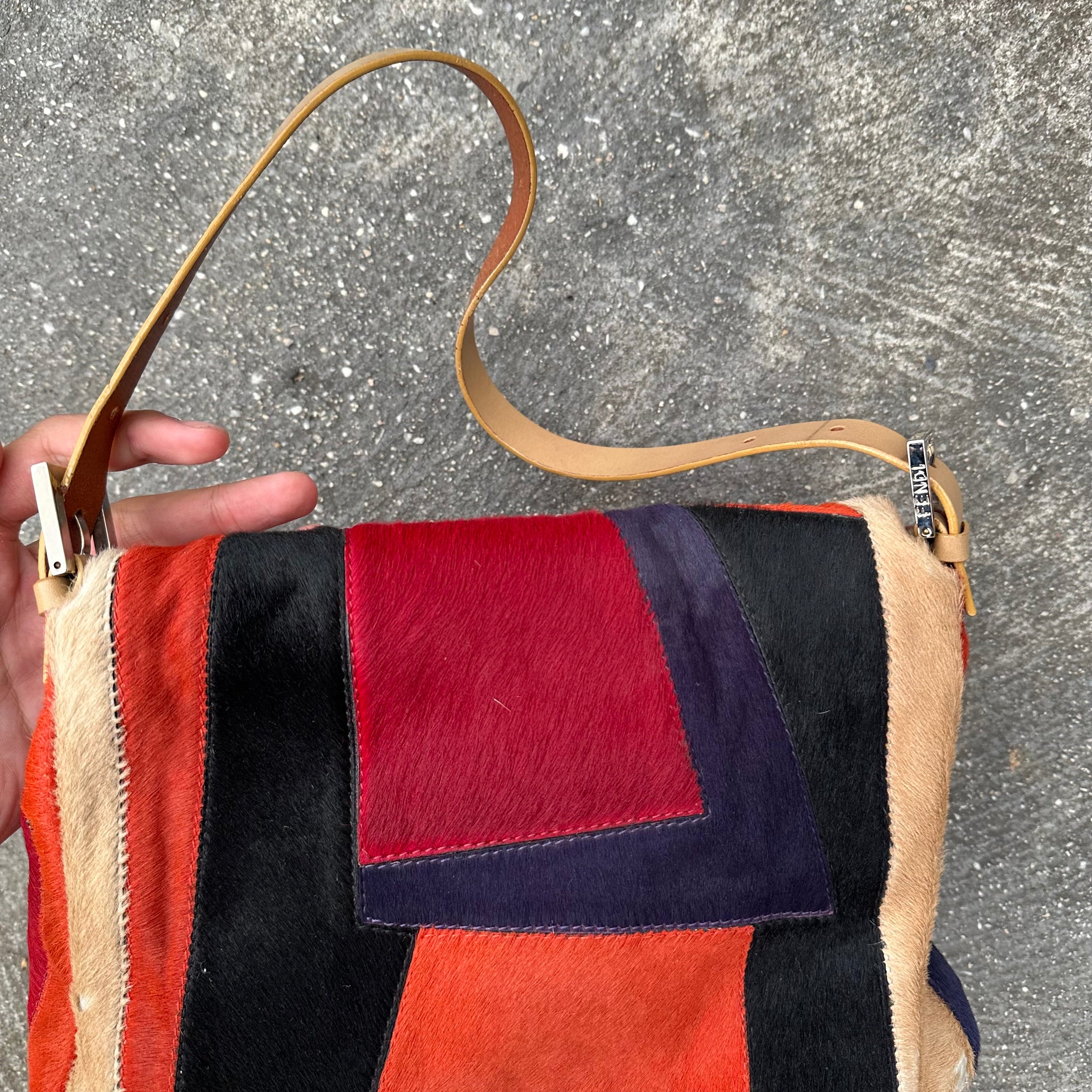 Fendi Colourblock Fur Mamma Baguette Bag
