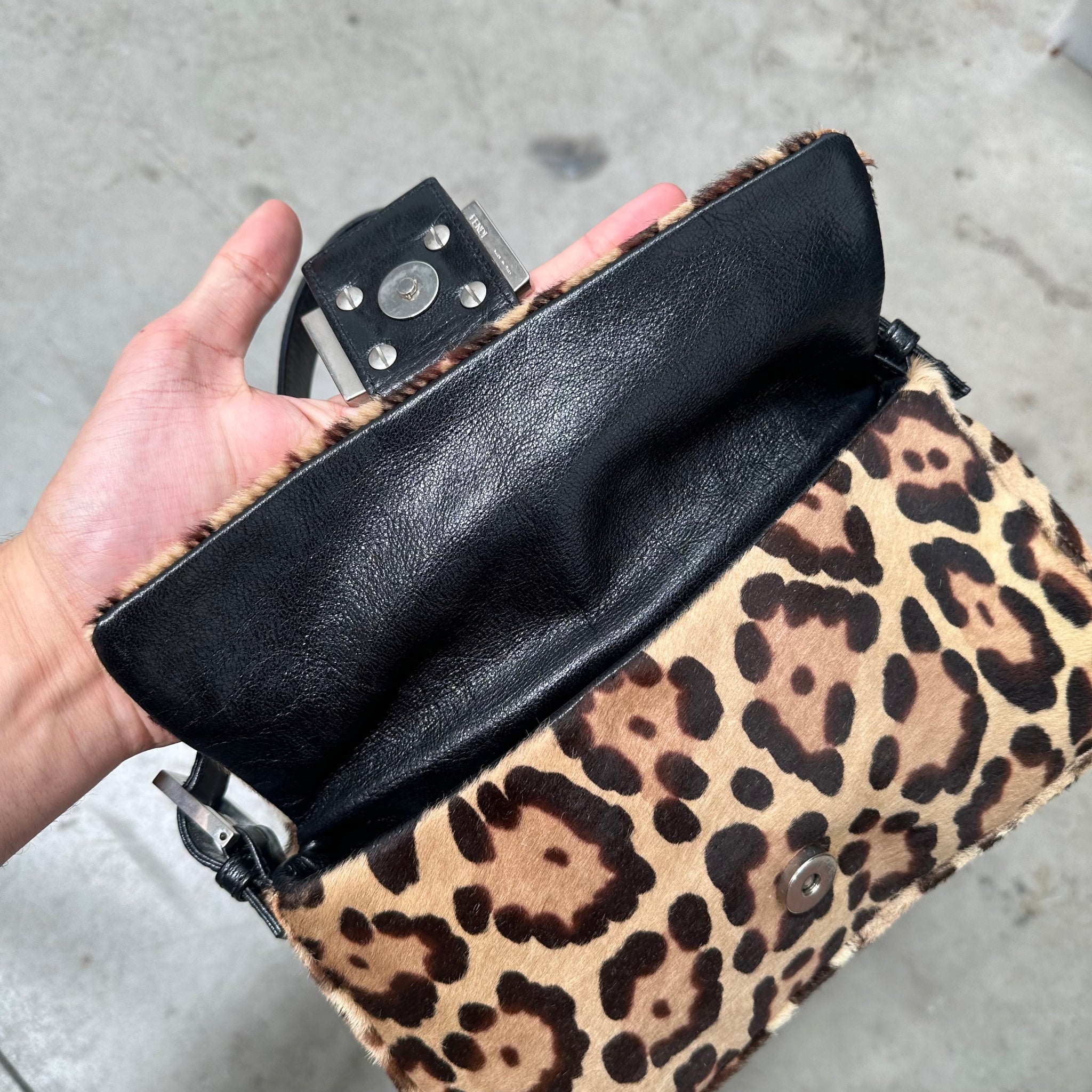 Fendi Leopard Print Baguette Bag