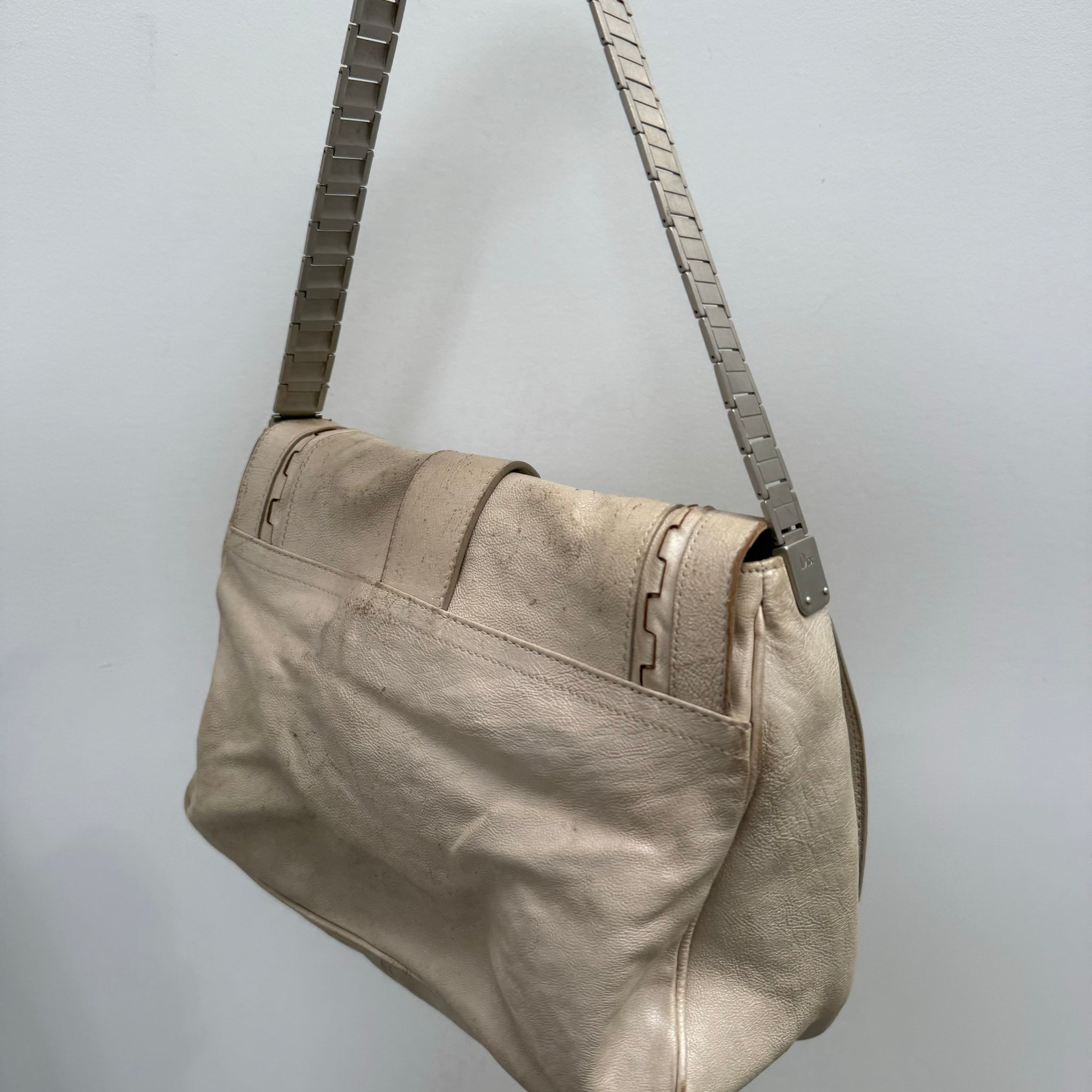 Dior White Leather Gaucho Double Saddle Shoulder Bag (2006)