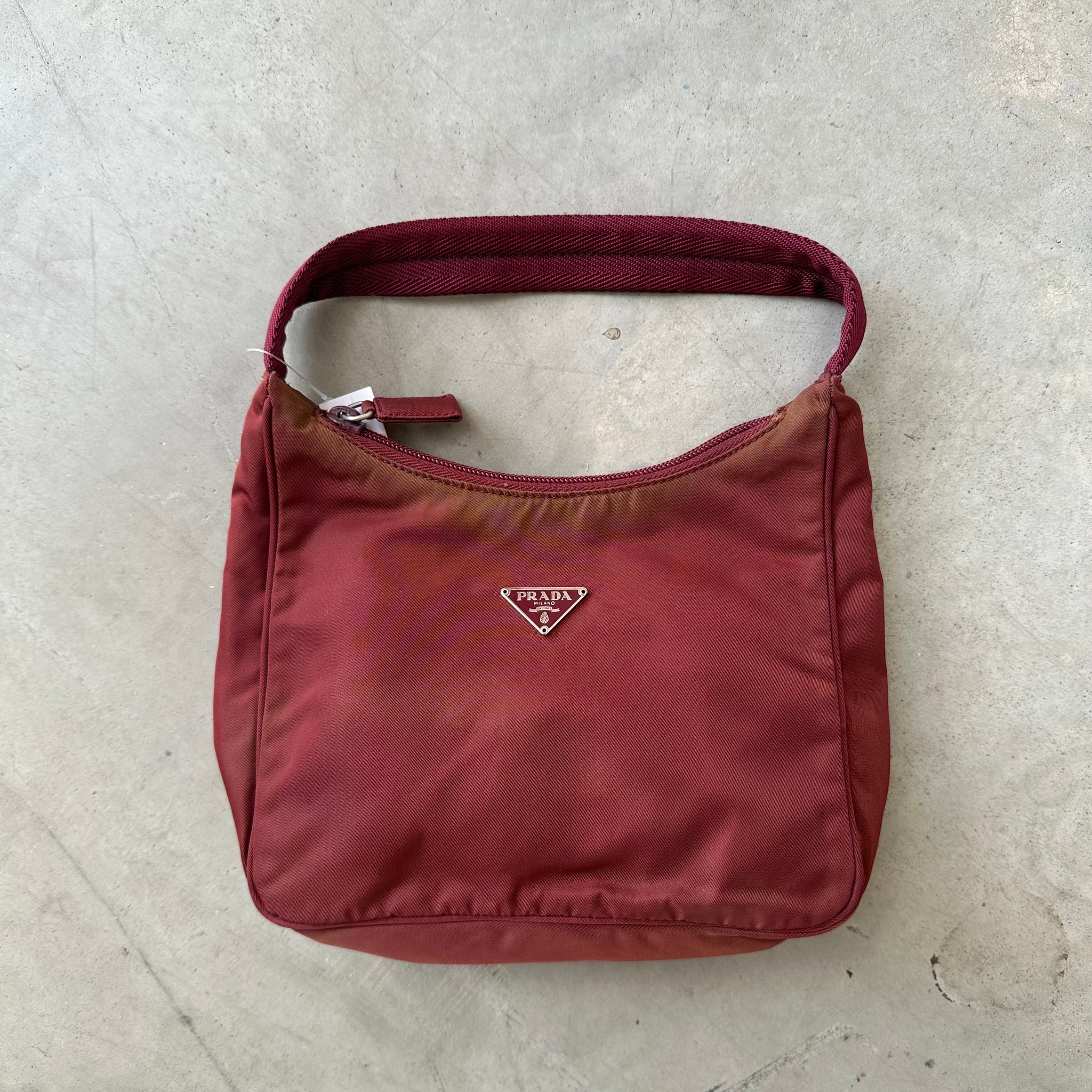 Prada Red Vintage Nylon Hobo Bag