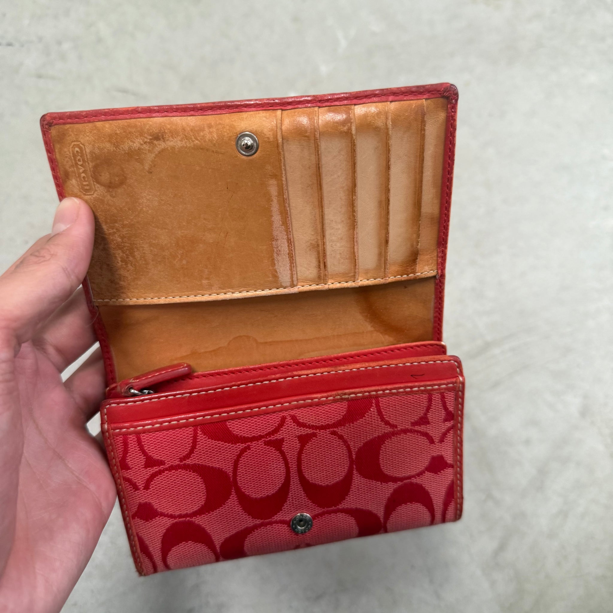 Coach Signature Logo Wallet 'Red/Beige'