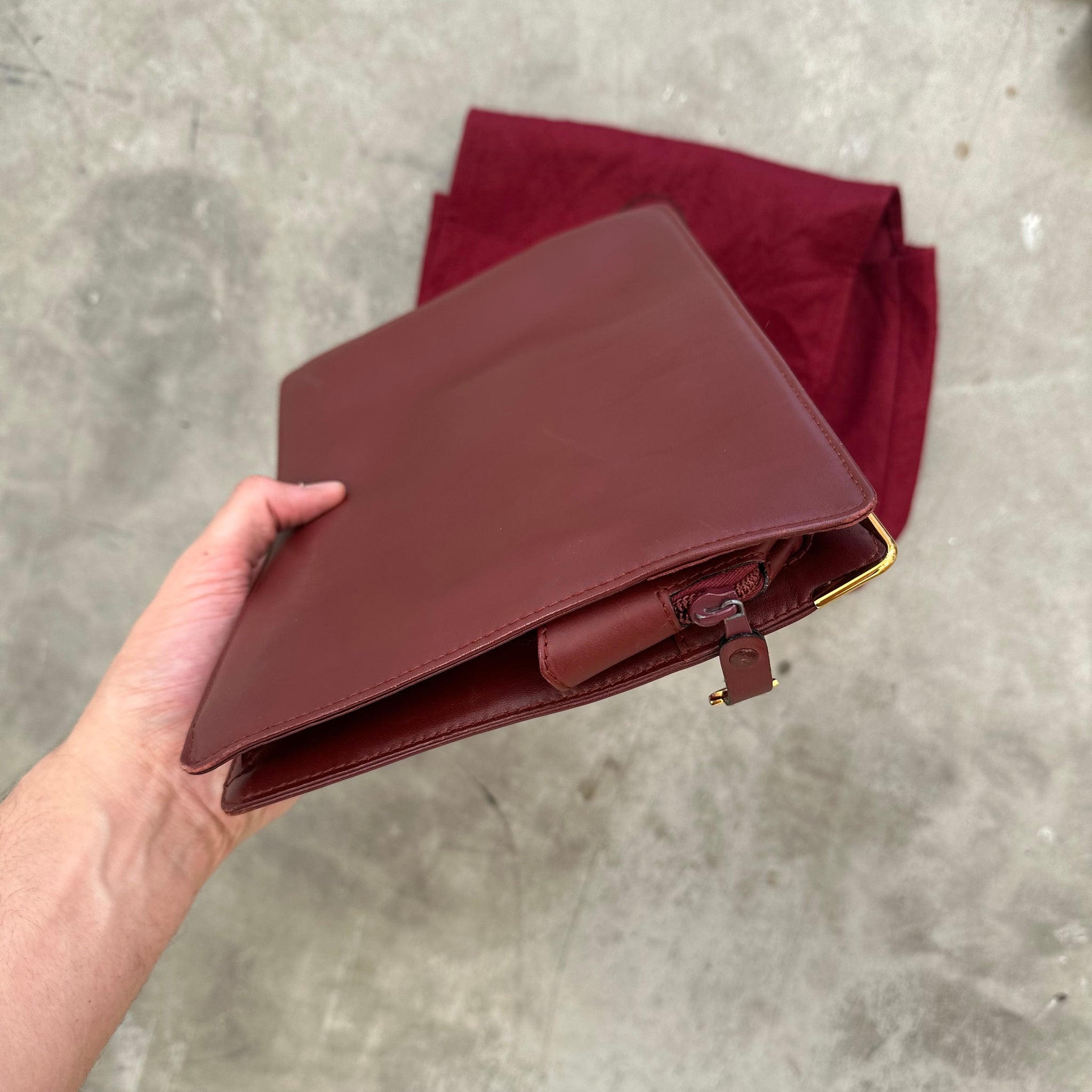 Cartier Vintage Leather Logo Clutch
