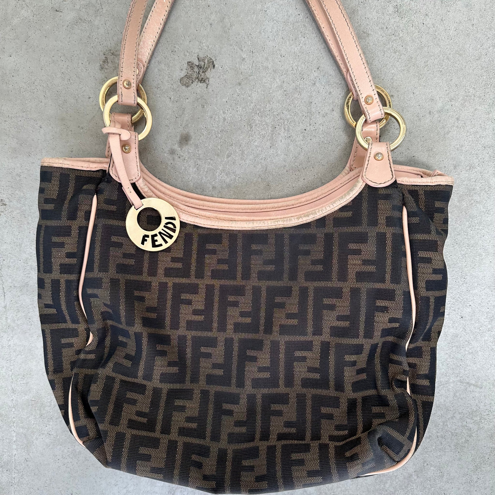 Fendi Zucca Shoulder Bag Brown/Pink
