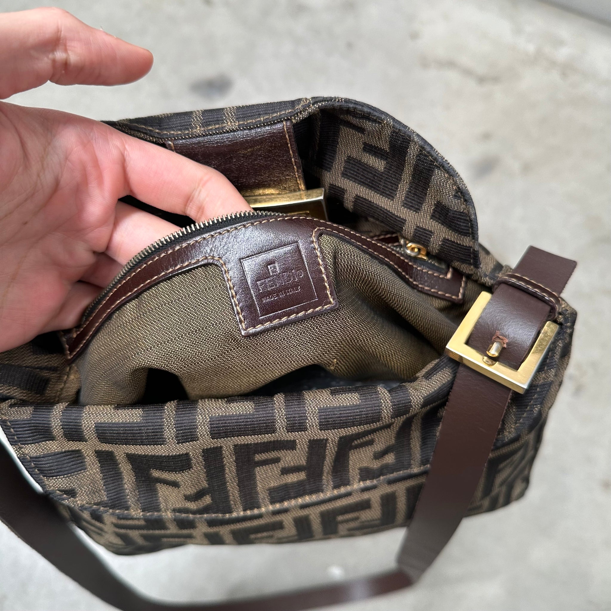 Fendi Zucca Baguette with Gold Hardware