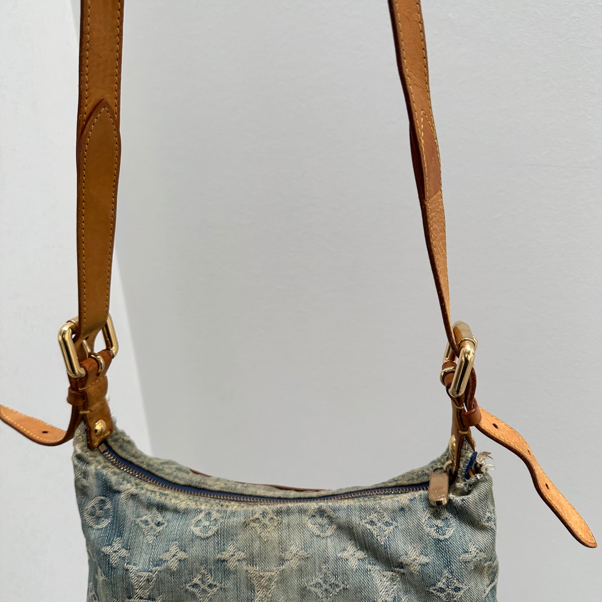 Louis Vuitton Monogram Denim Baggy PM Blue with Long Strap