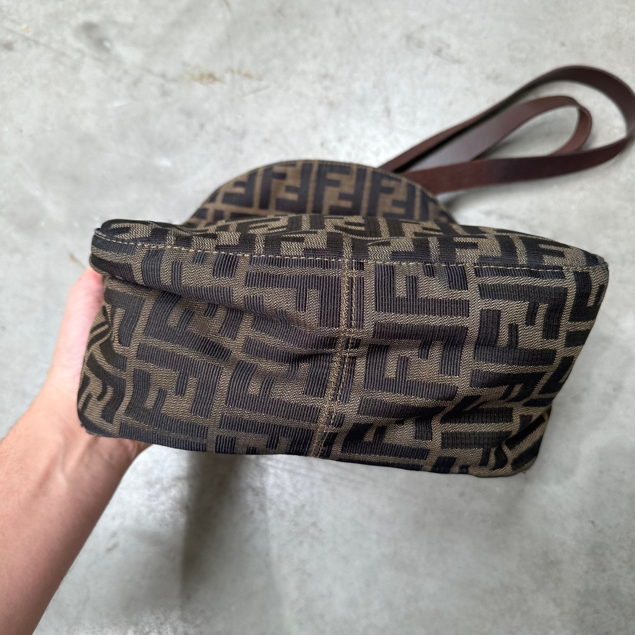 Fendi Zucca Baguette with Gold Hardware