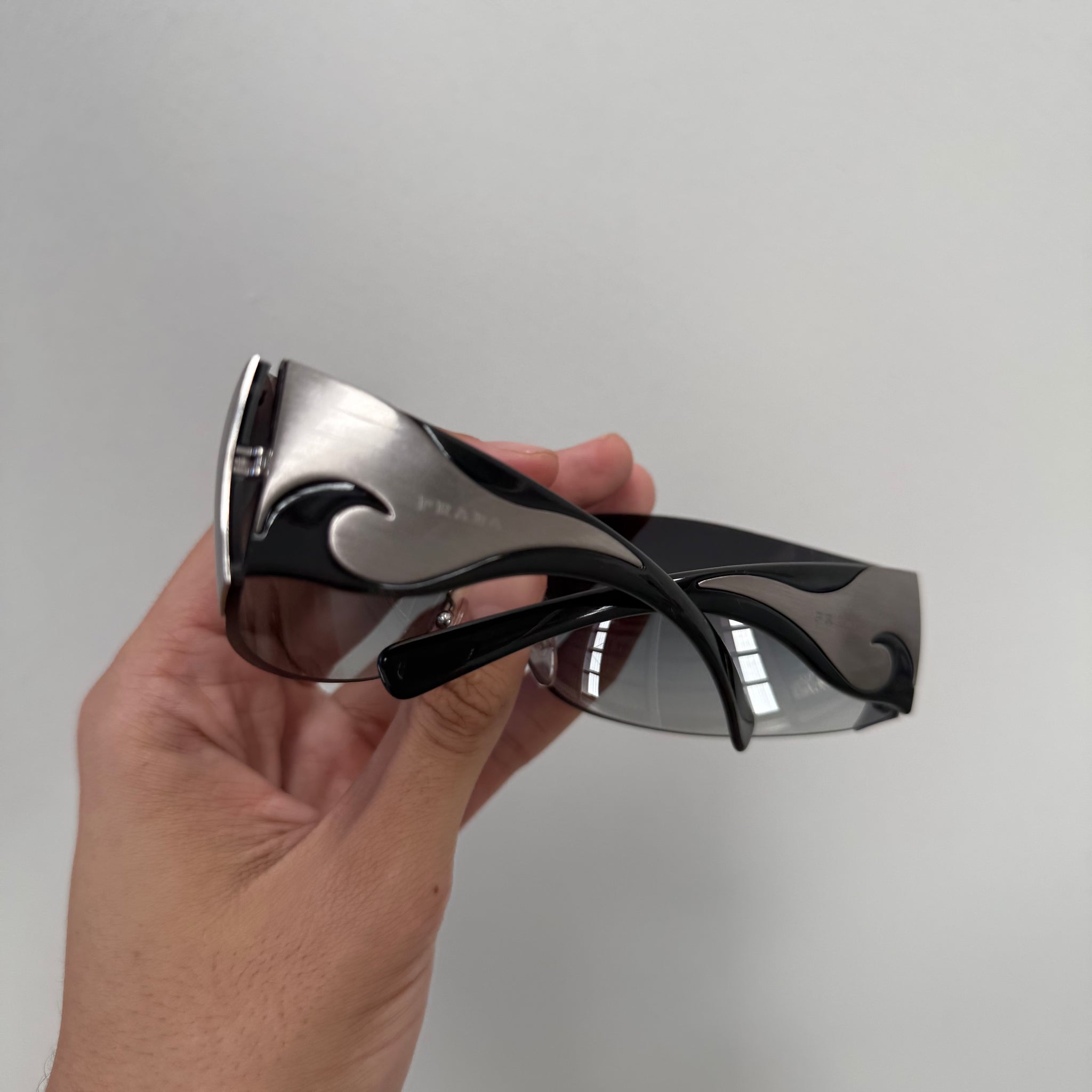 Vintage Prada Rectangle Wrap Flame Design Sunglasses
