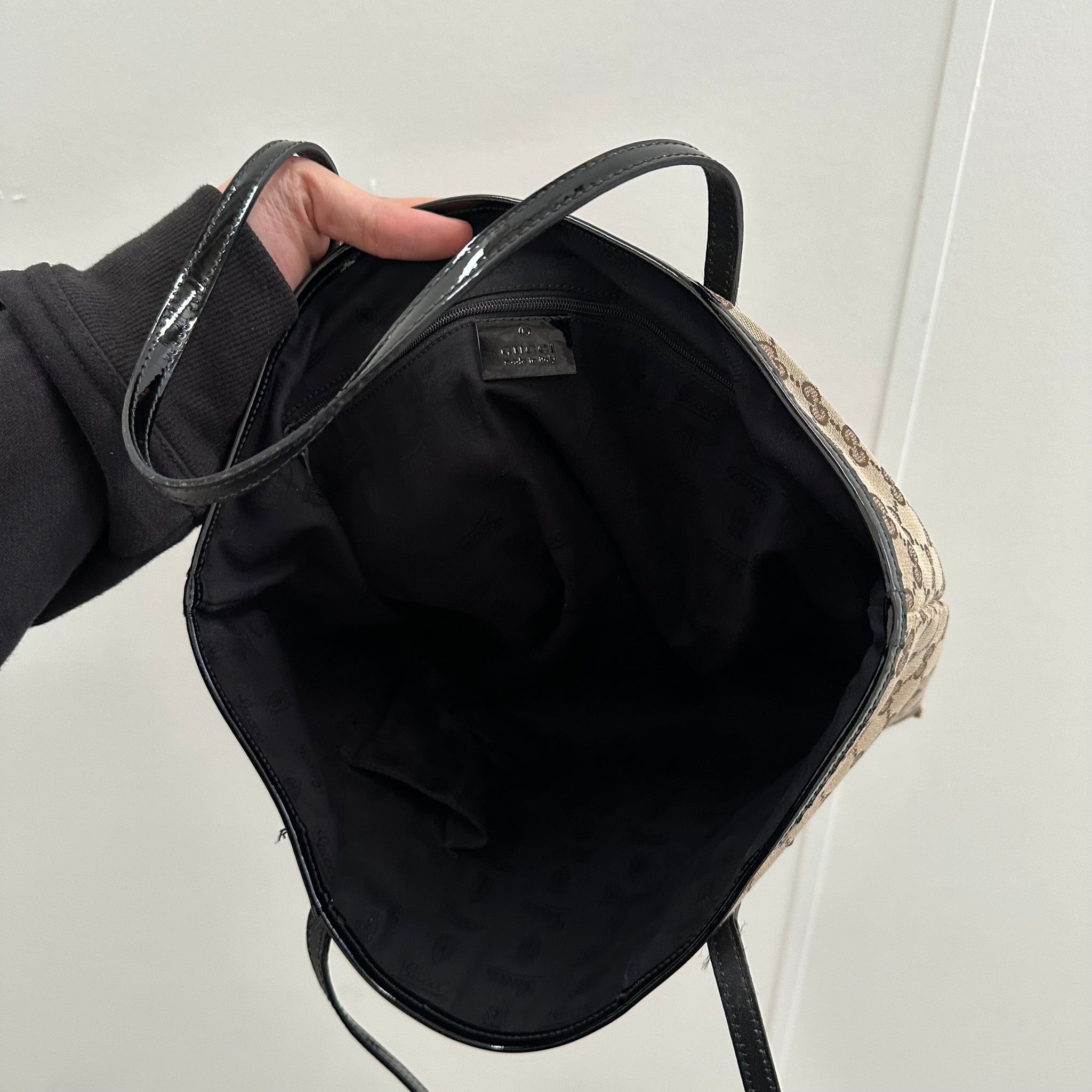 Gucci Brown GG Canvas Black Beige Jolie Tote Bag