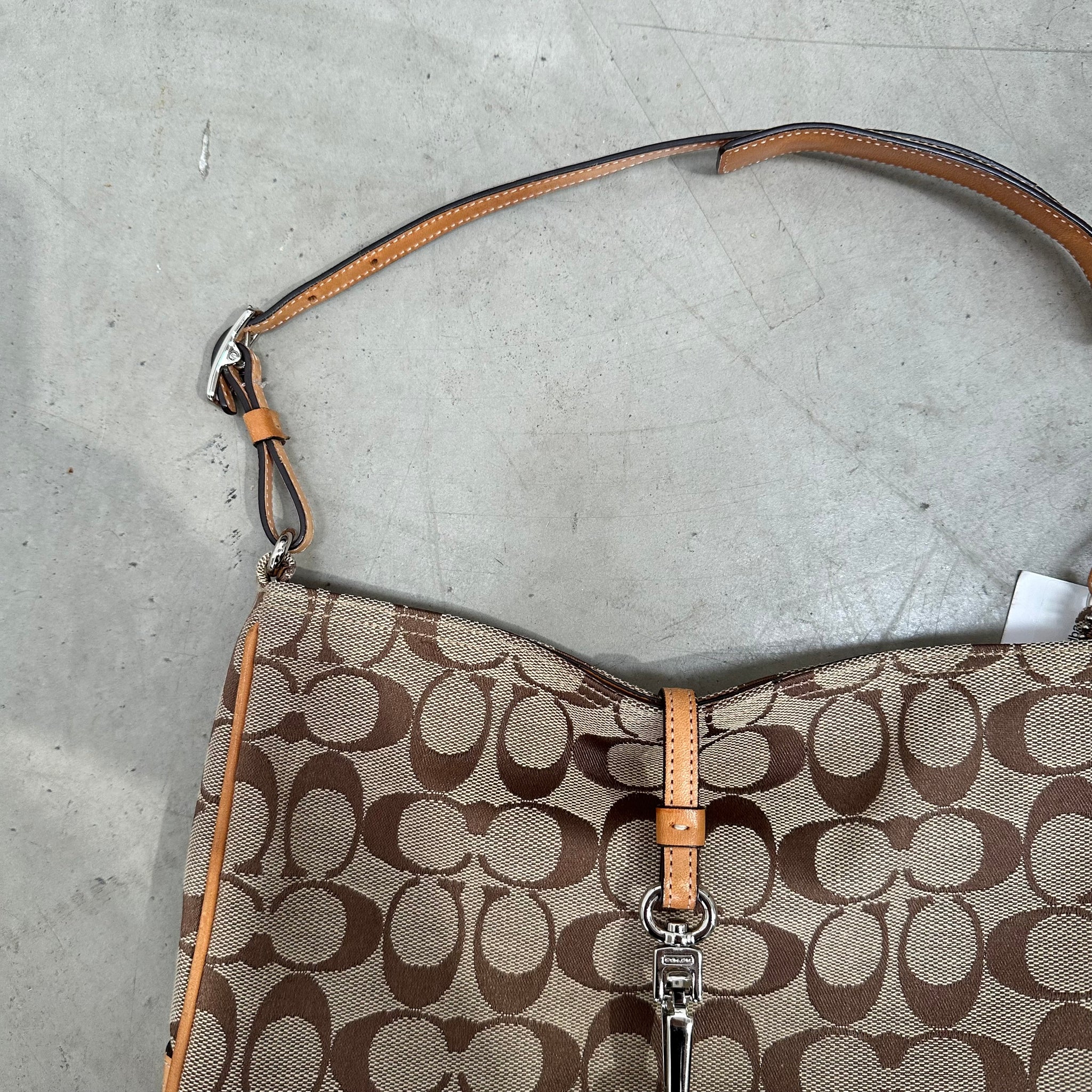 Coach Hobo Signature Clip Canvas Handbag