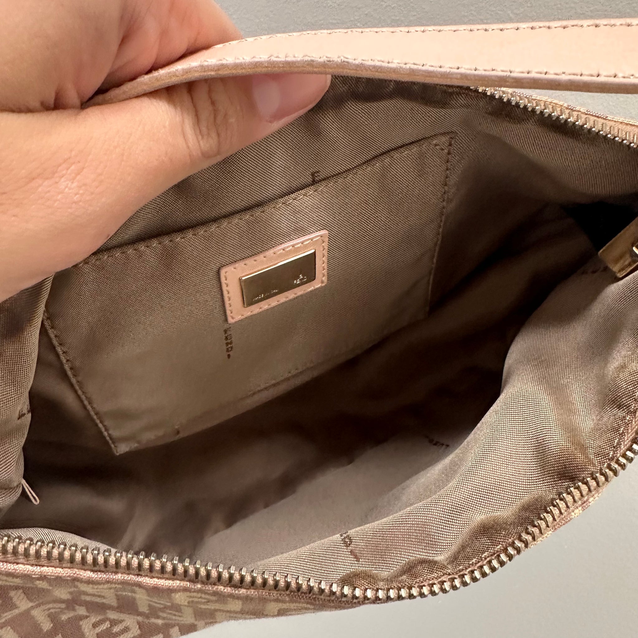 Fendi Pochette Shoulder Bag Pink Canvas