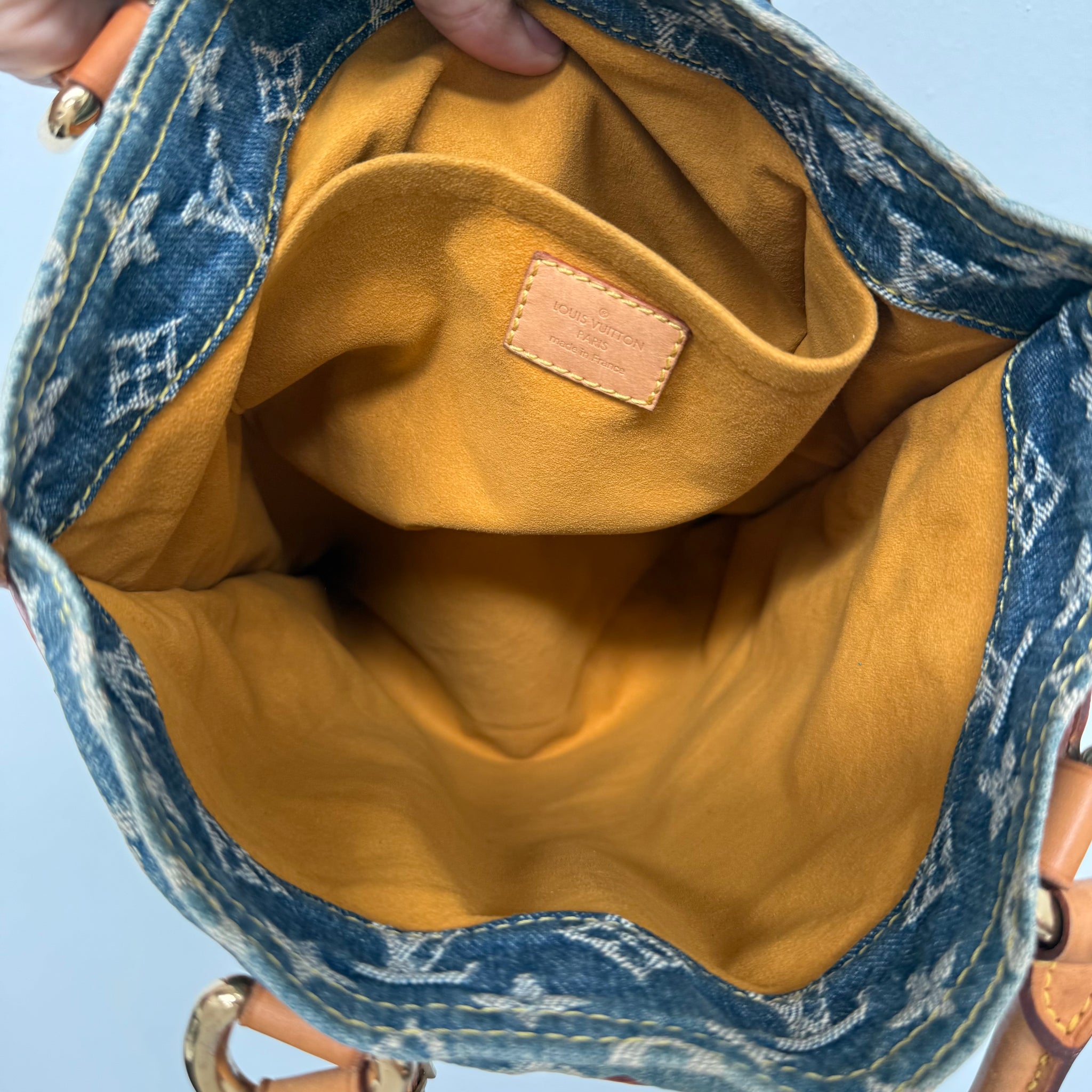 Louis Vuitton Blue Monogram Denim Flat Shopper Tote Bag