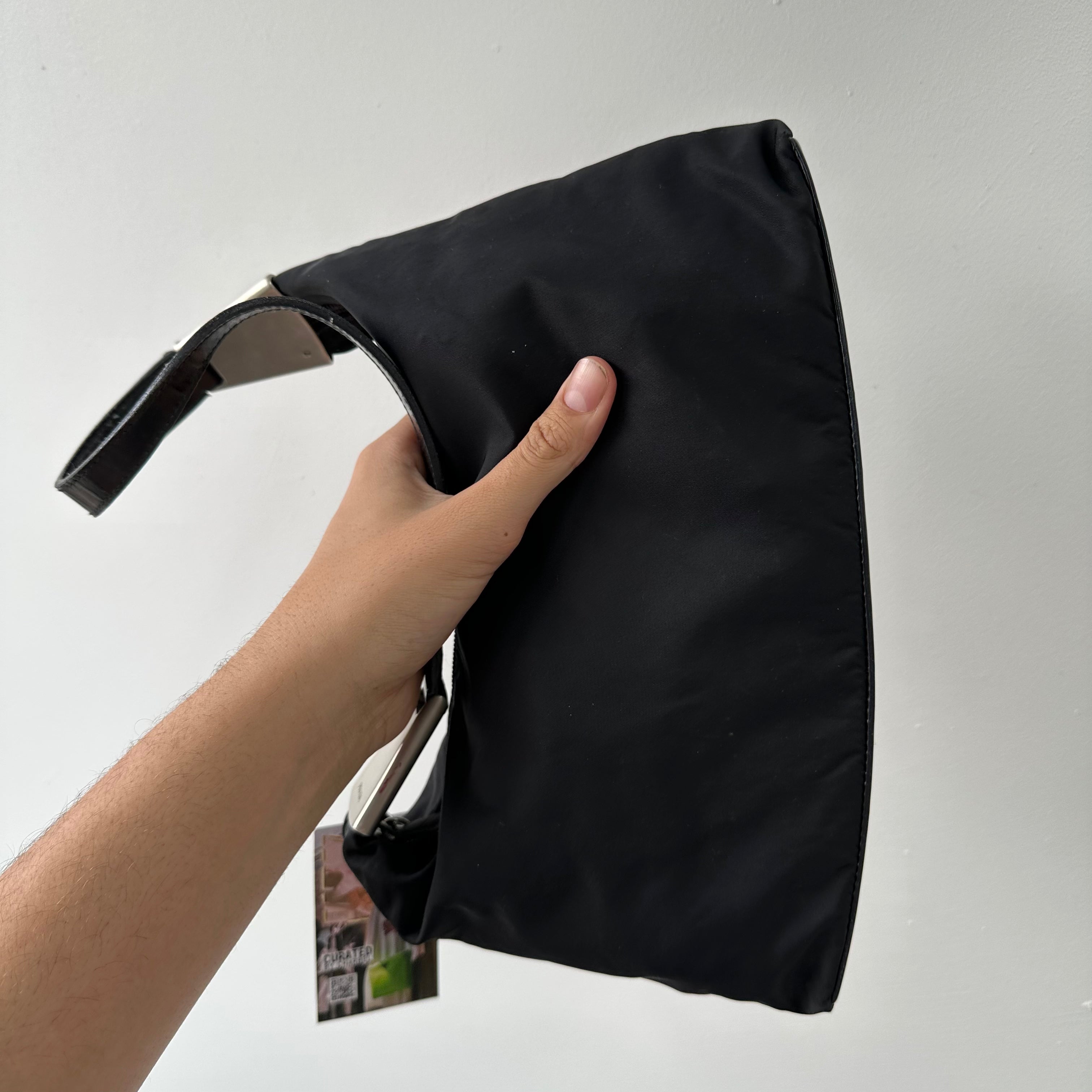 Prada Metal Side Shoulder Bag Nylon Black