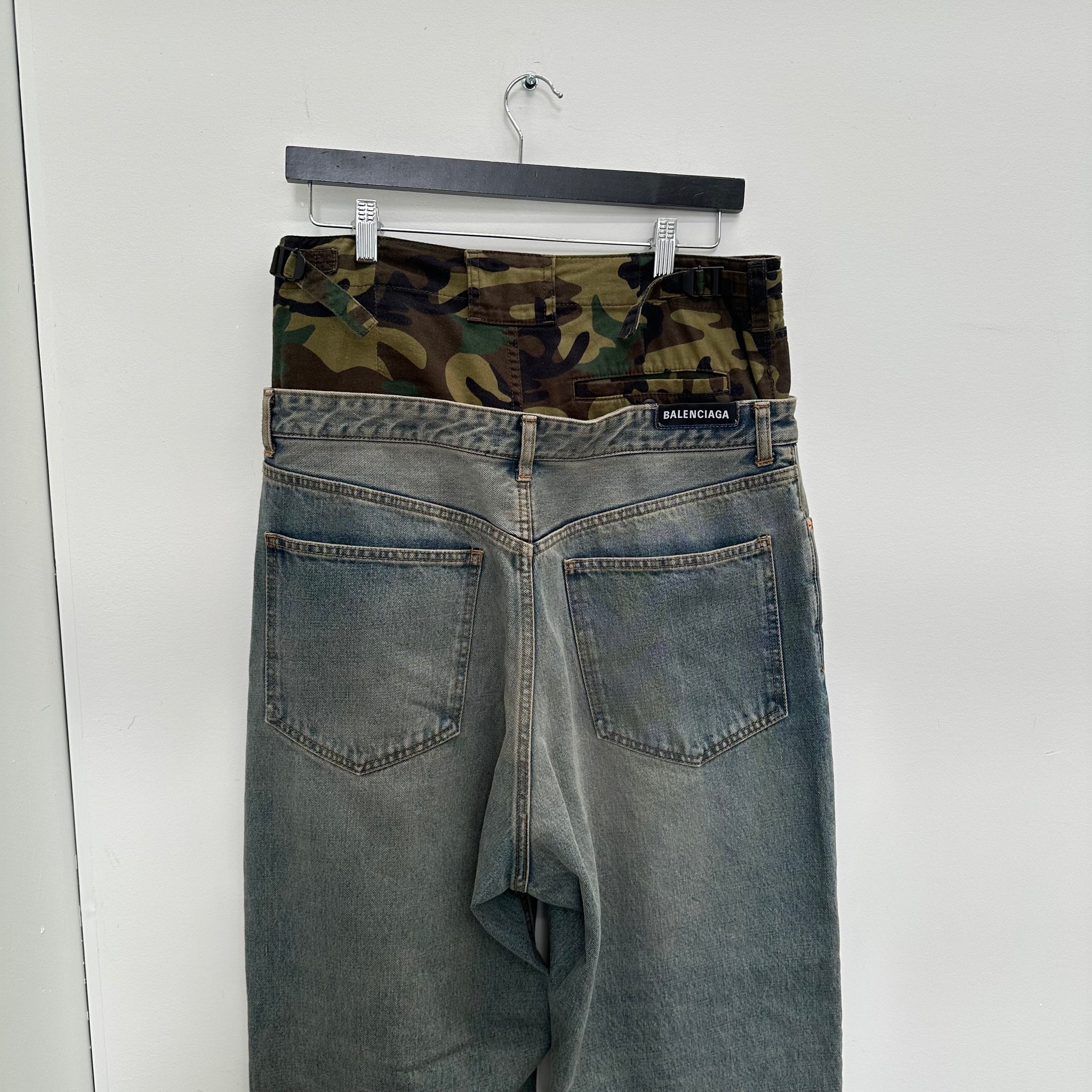 Balenciaga FW21 Afterworld Double Waisted Camo Denim (Size M)