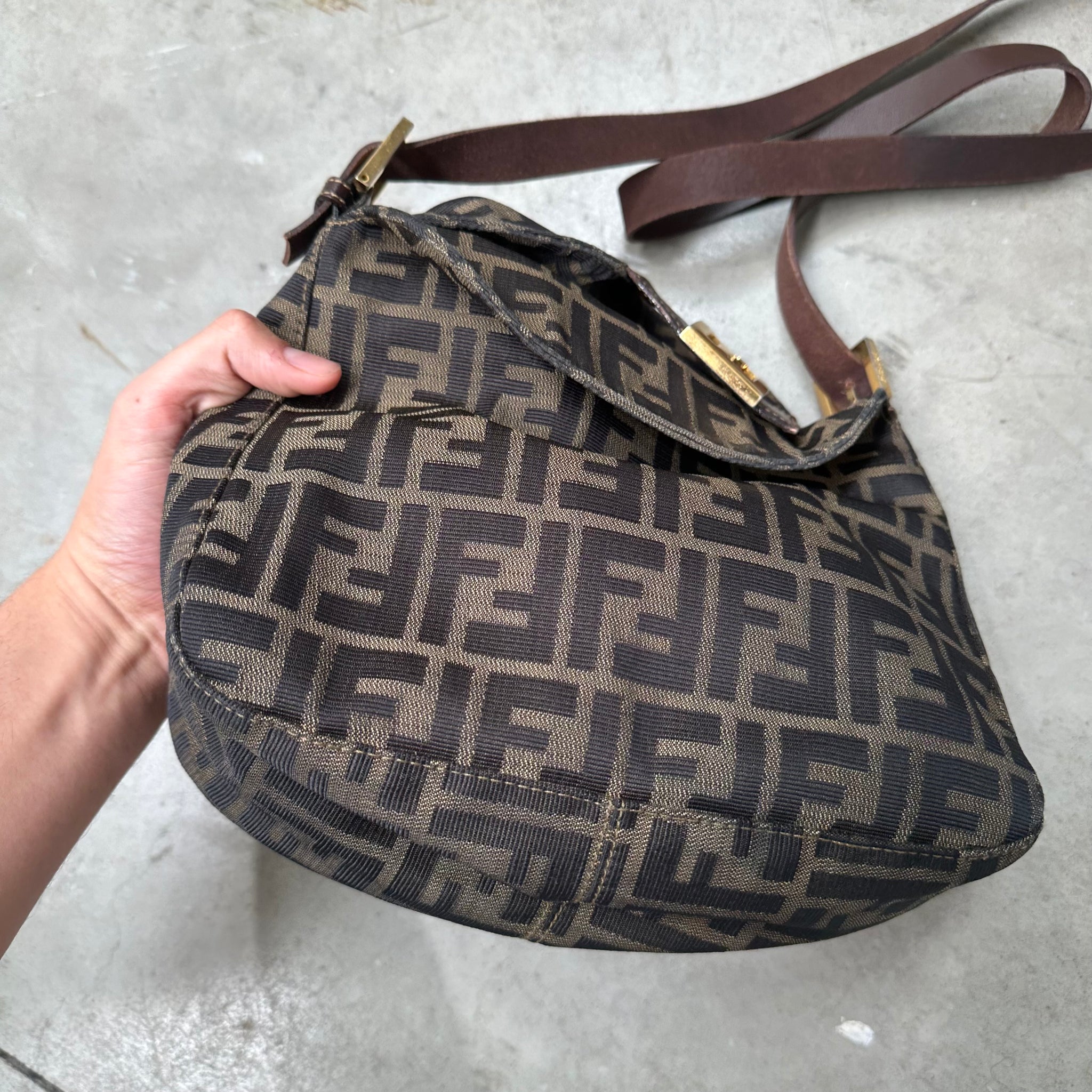 Fendi Zucca Baguette with Gold Hardware