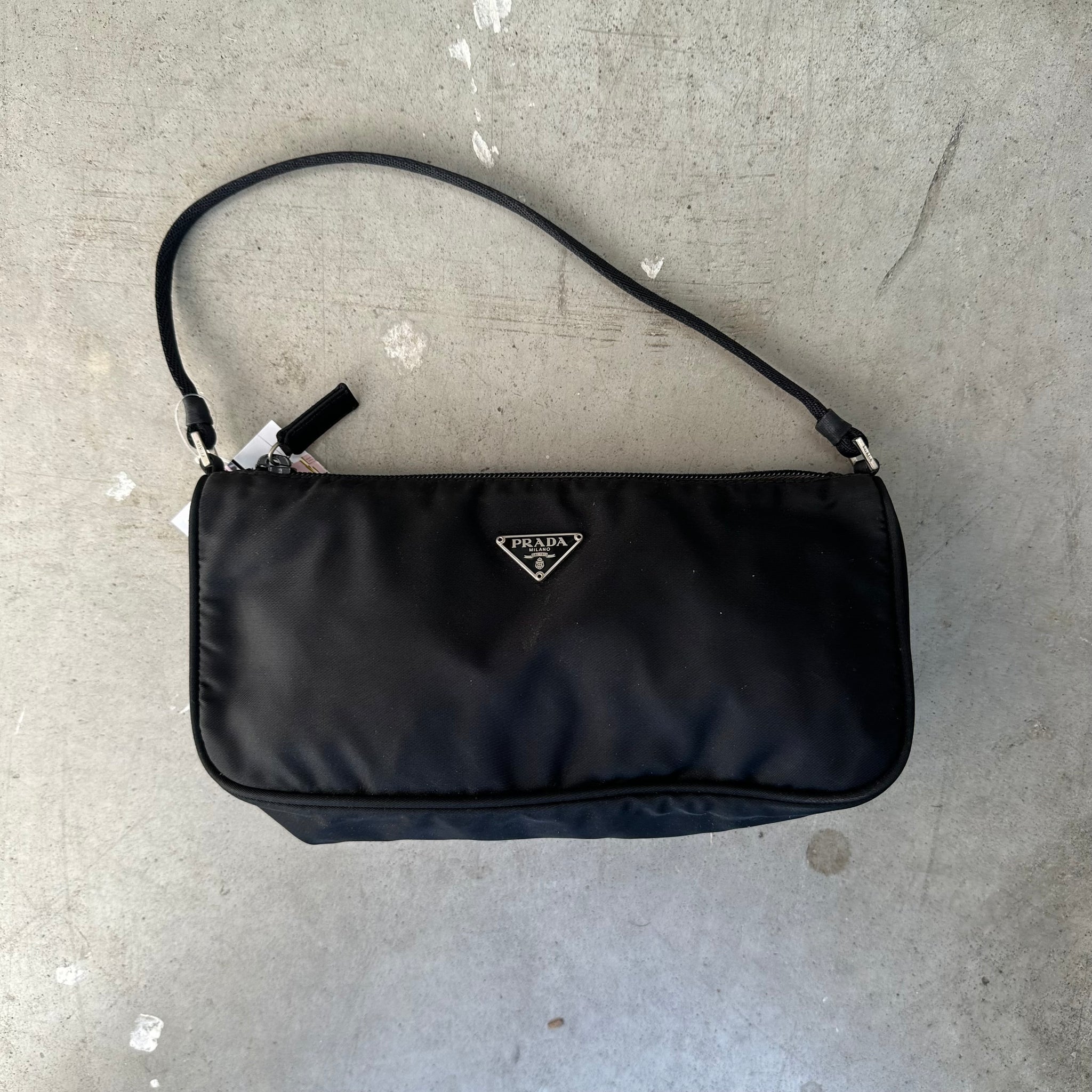 Prada Nylon Black Vintage Hobo Shoulder Pochette Bag