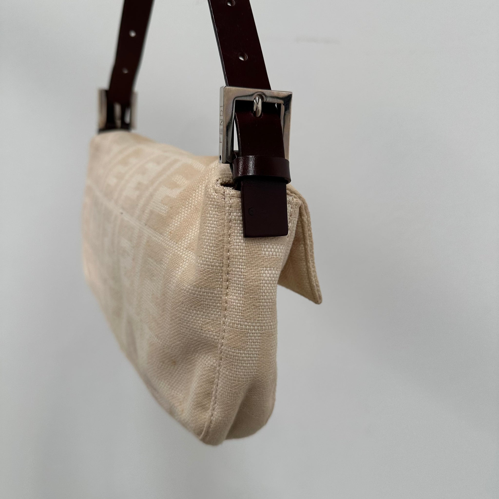 Fendi Cream Baguette Shoulder Bag
