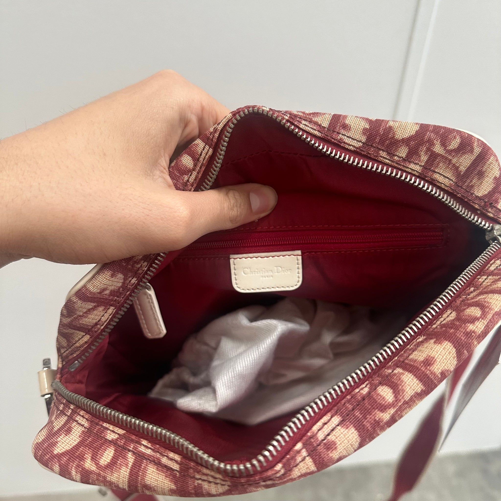 Dior Trotter Monogram Messenger/Crossbody Bag Red