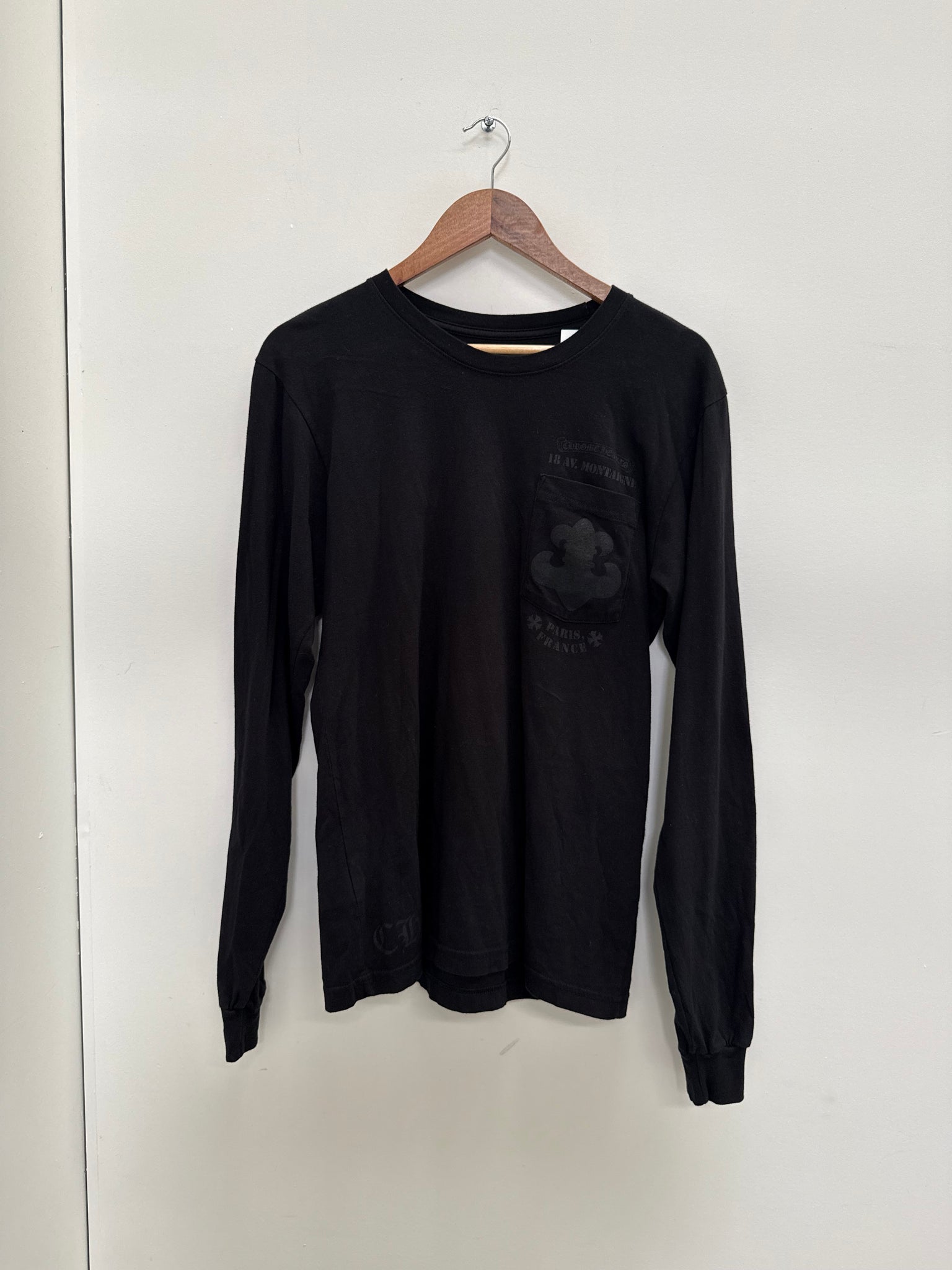 Chrome Hearts Paris Logo Long Sleeve T Shirt Black (Size M)