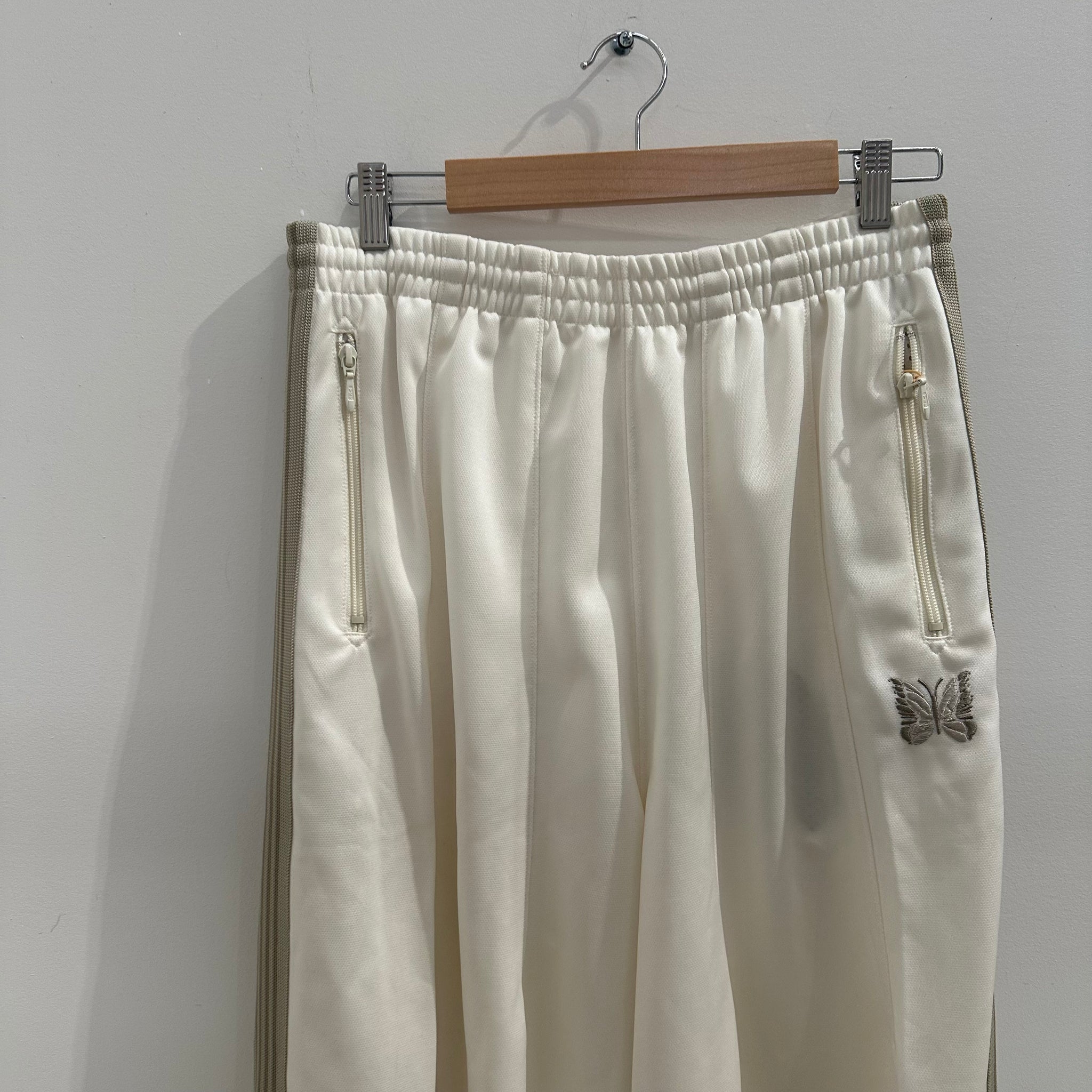 Needles Poly Smooth Track Pants HD 'White/Beige' (Size S)