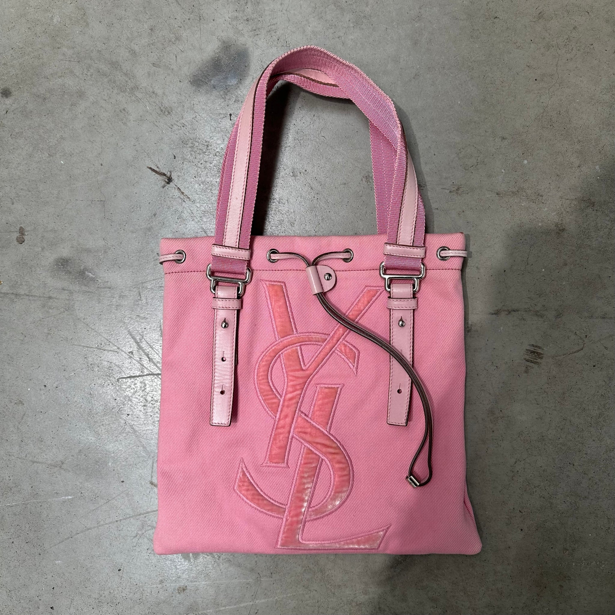 Saint Laurent YSL Logo Kahala Tote Bag Pink