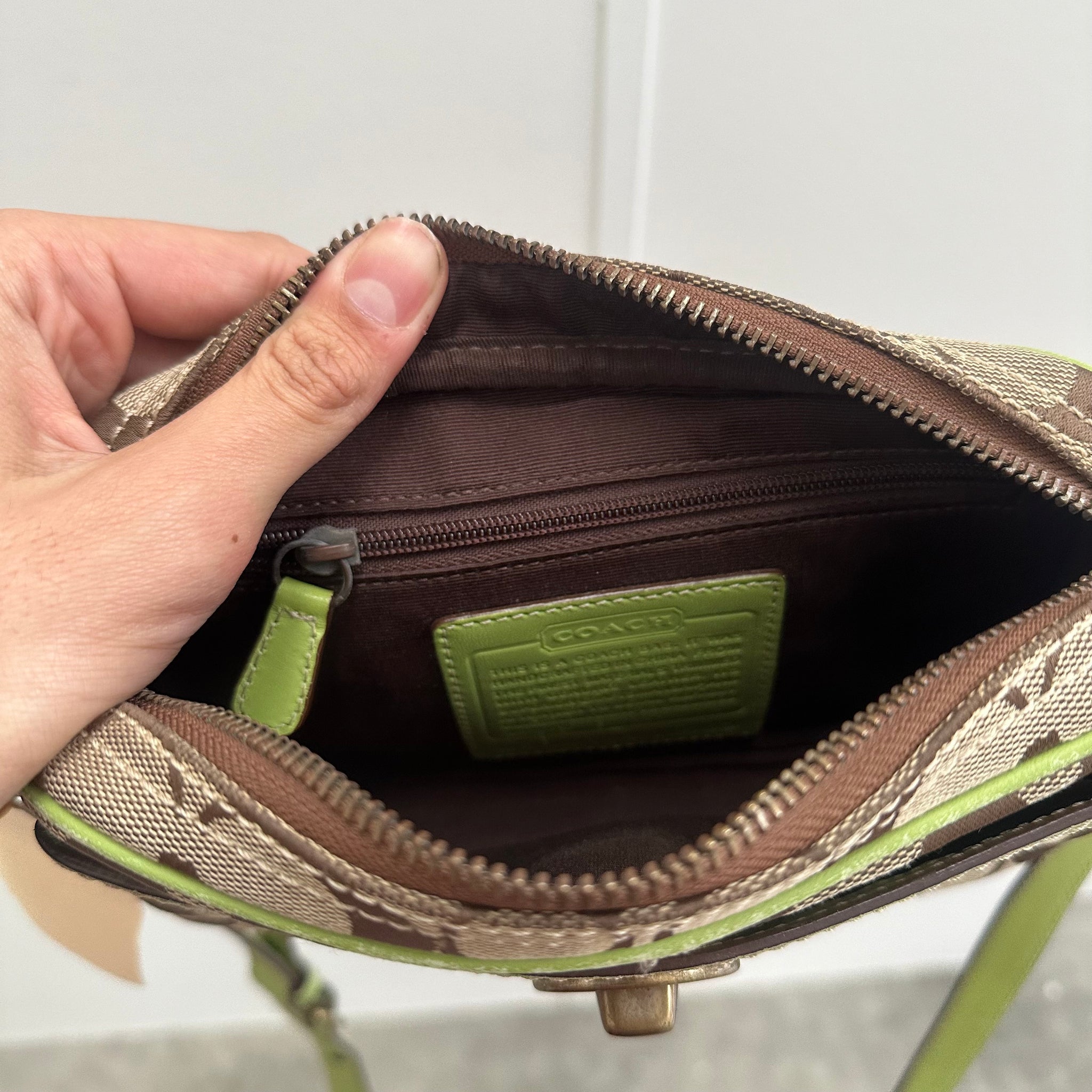 Coach Signature Crossbody Bag Beige/Neon