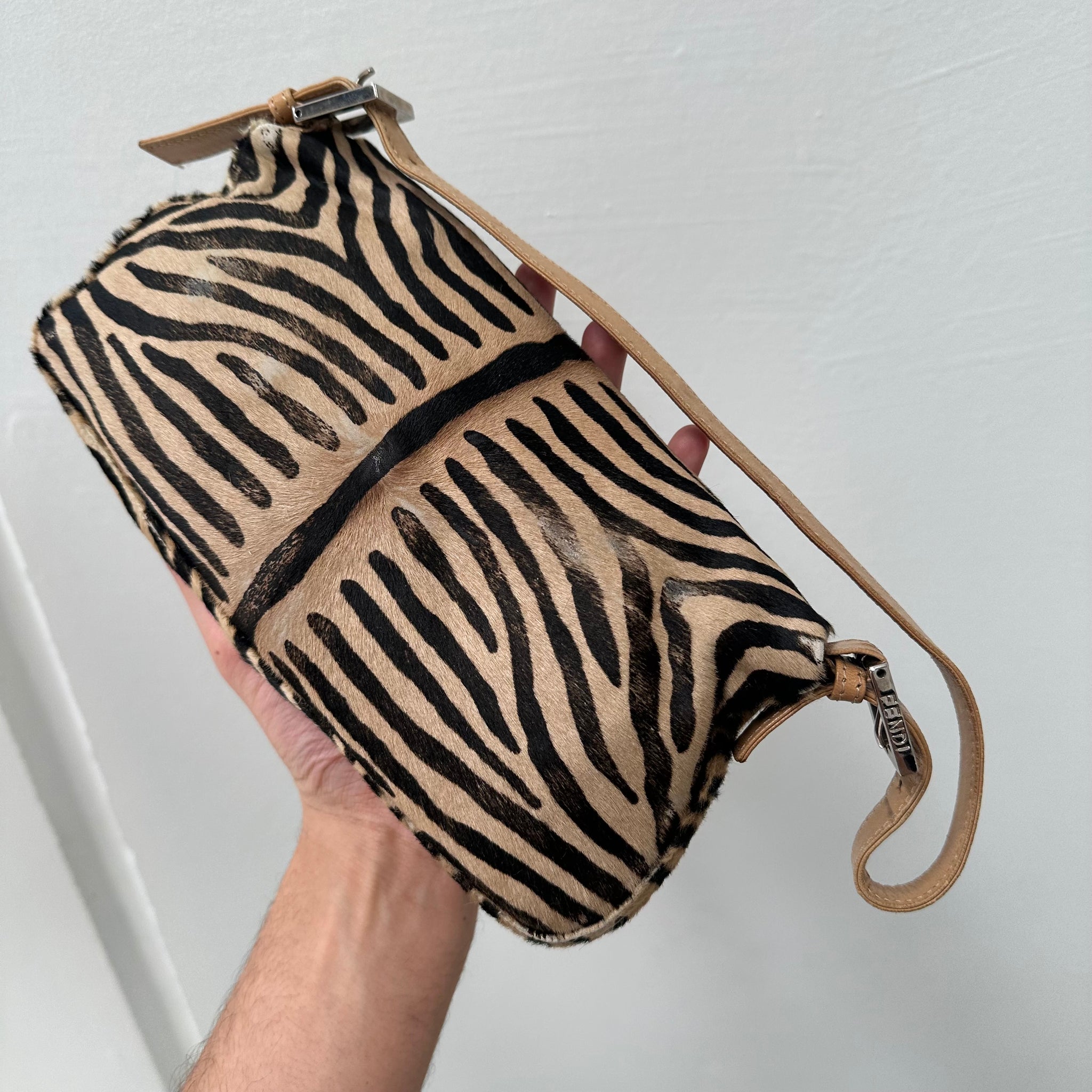 Fendi Animal Print Baguette Bag Beige