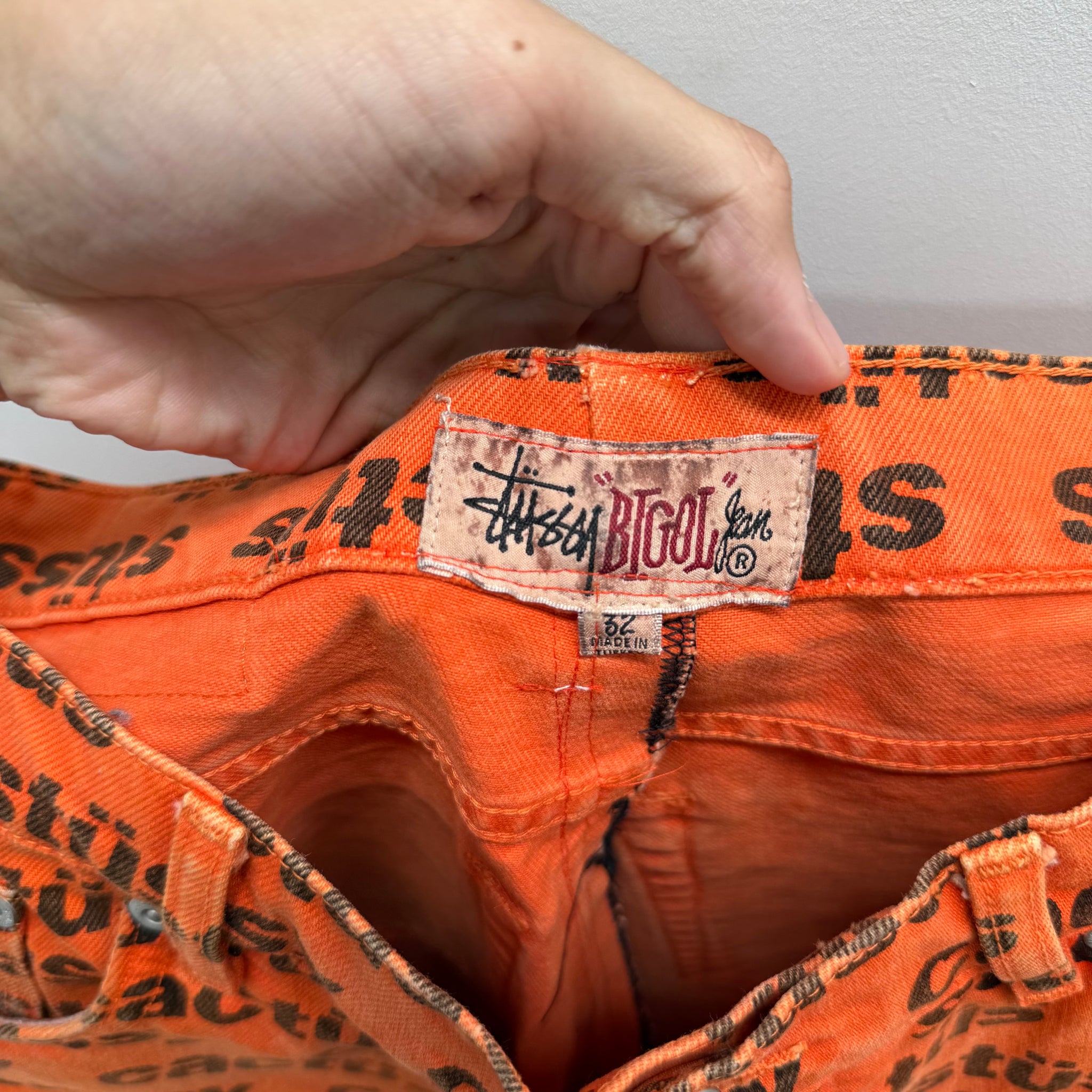Stussy Cactus Plant Flea Market Big Ol' Jeans Orange (Size W32)