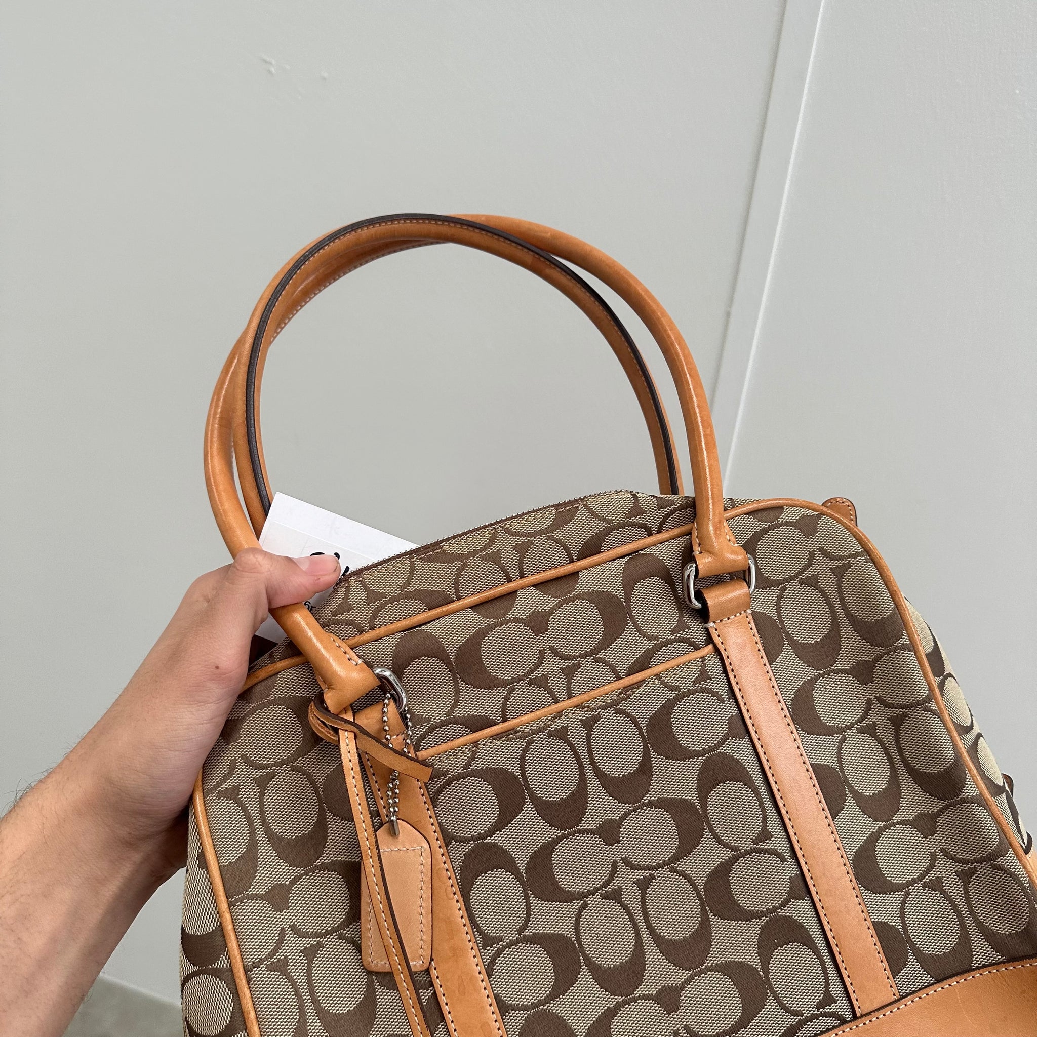 Coach Signature Hand Bag Beige