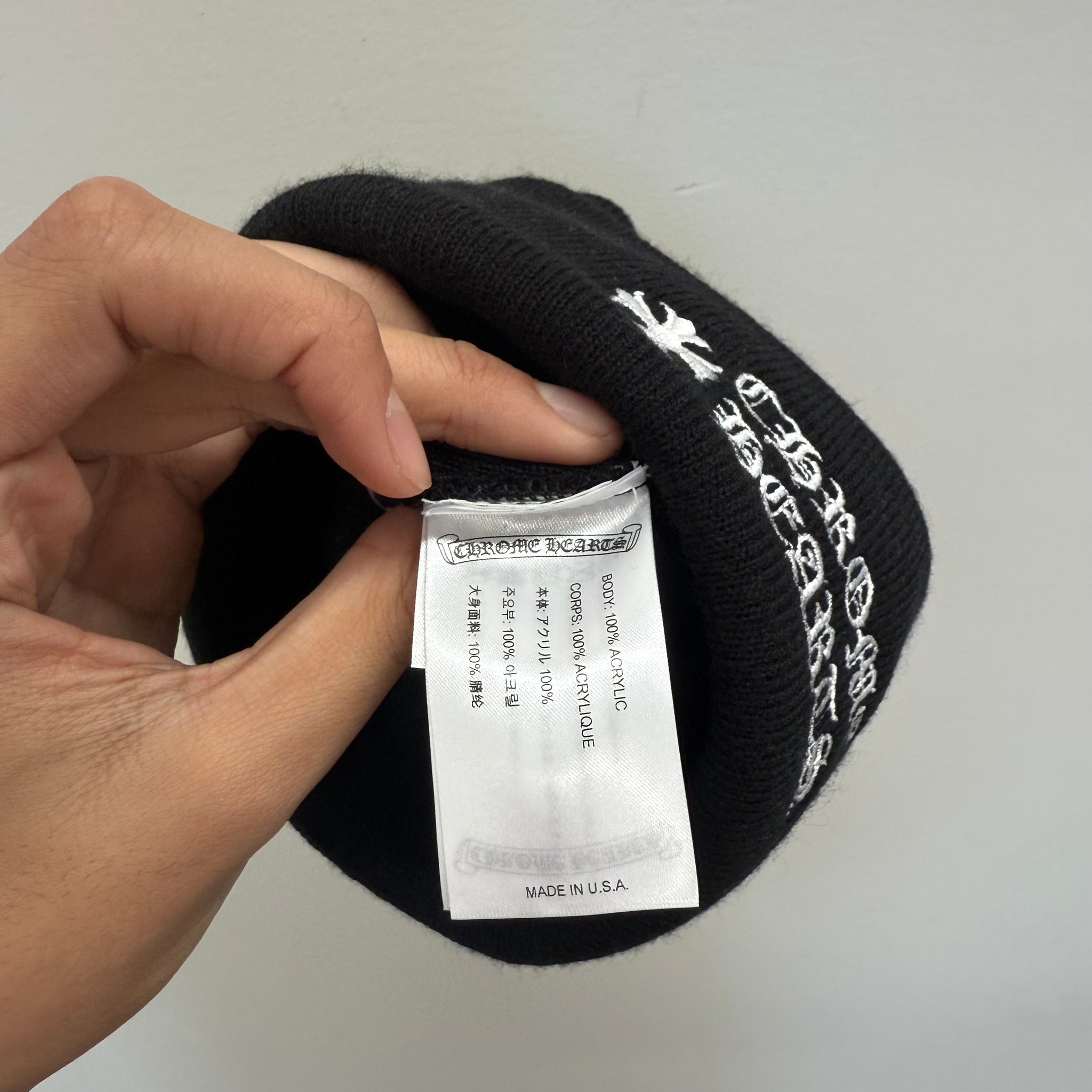 Chrome Hearts Black Logo Beanie