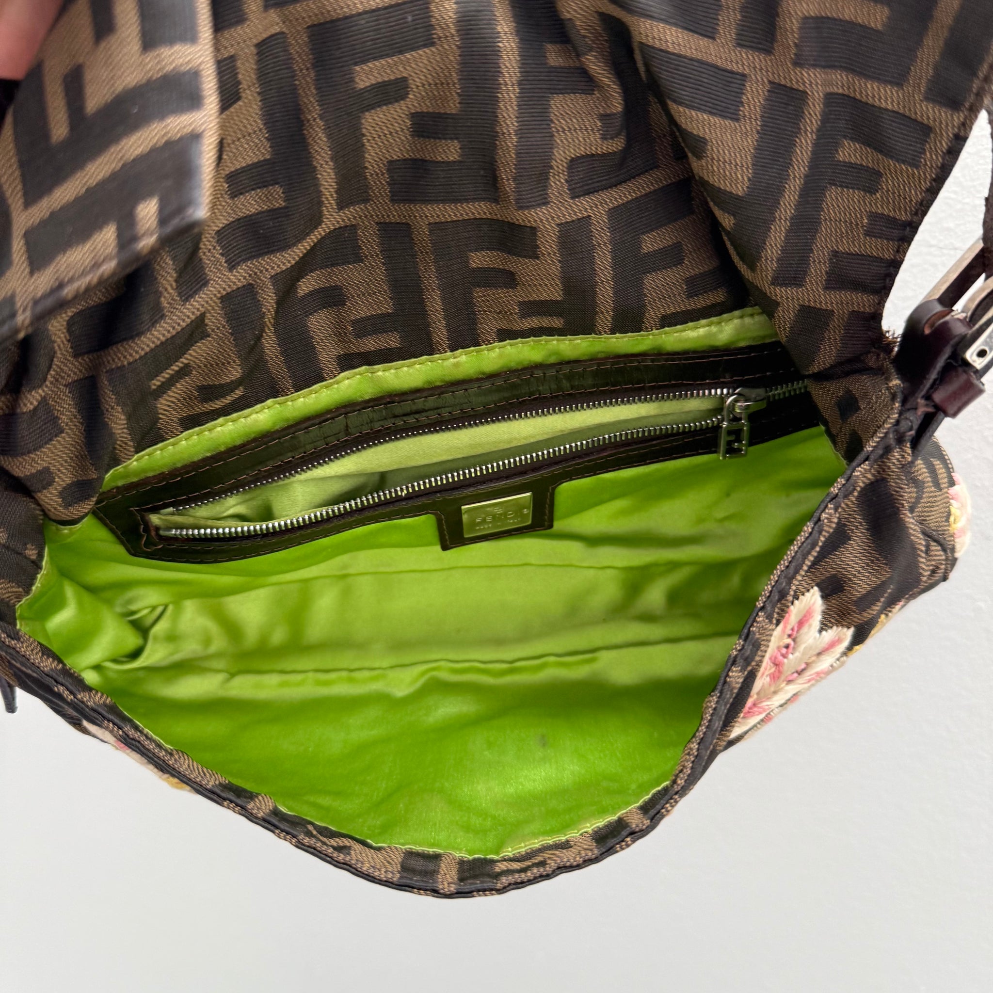Fendi Baguette Brown Flower Detail Bag