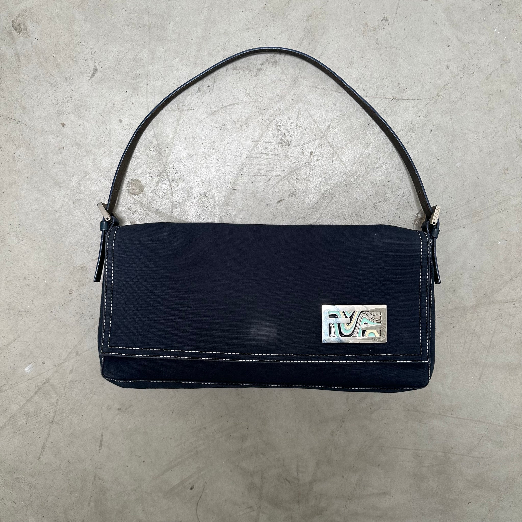 Fendi Denim Shoulder Bag Dark Navy