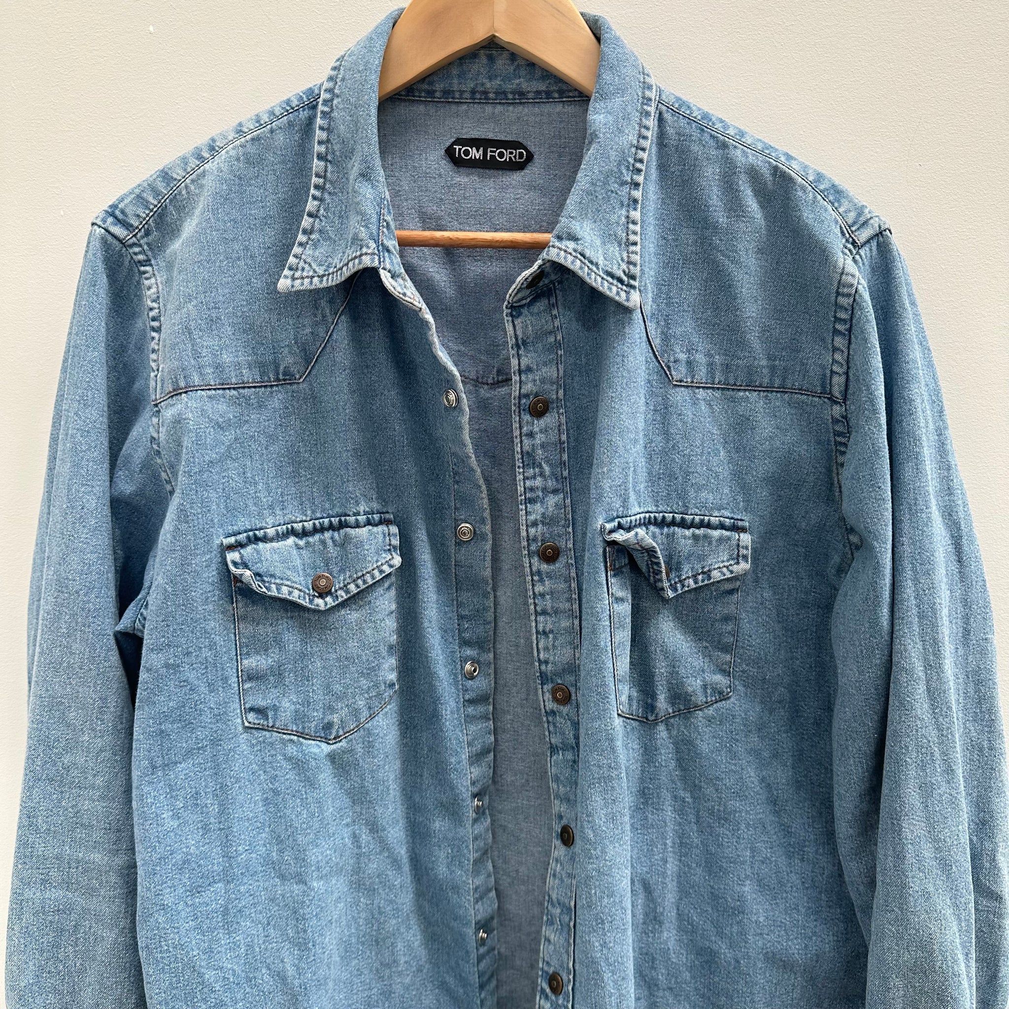 Tom Ford Denim Front Pocket Shirt (Size 43)