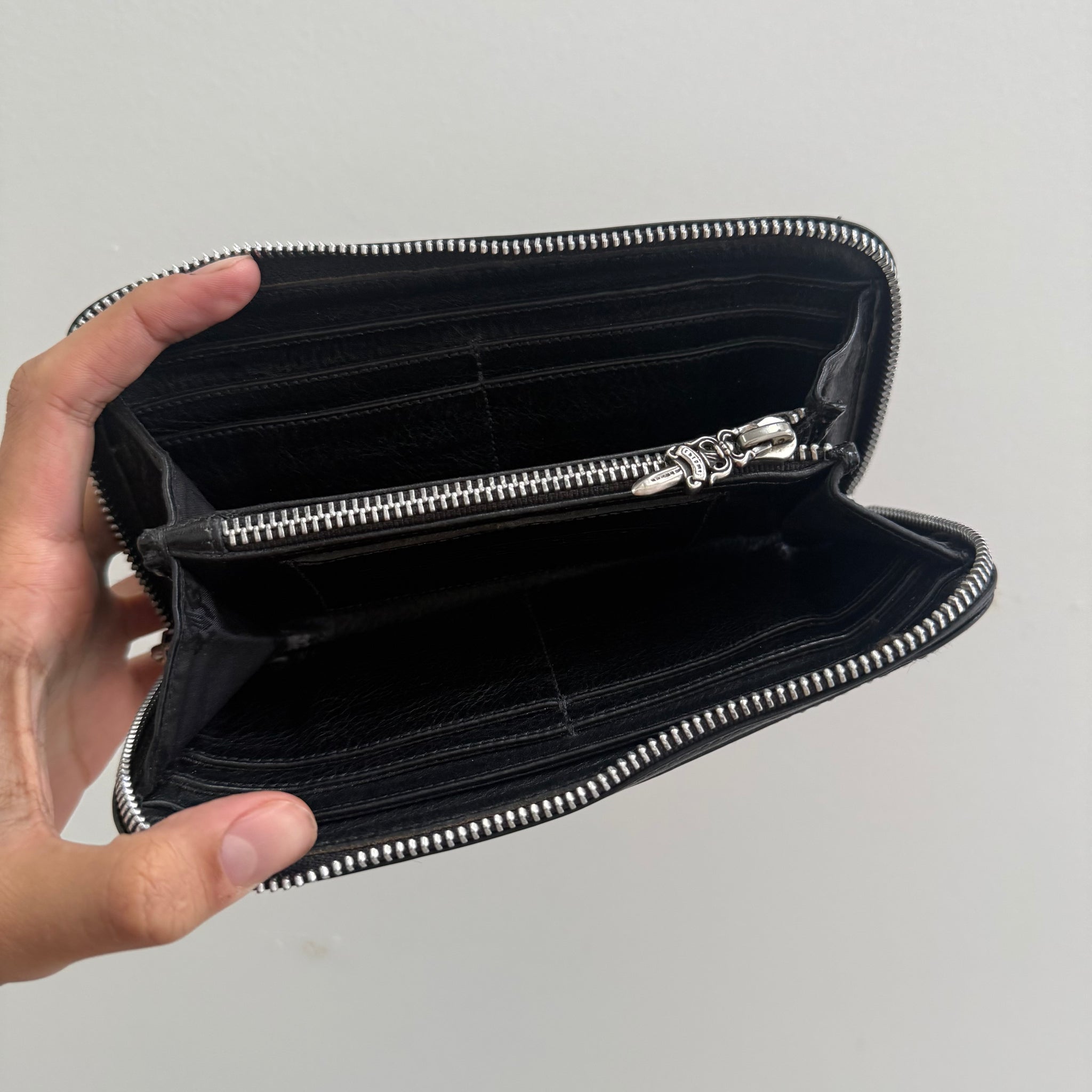 Chrome Hearts Triple Cross Black Zip Wallet