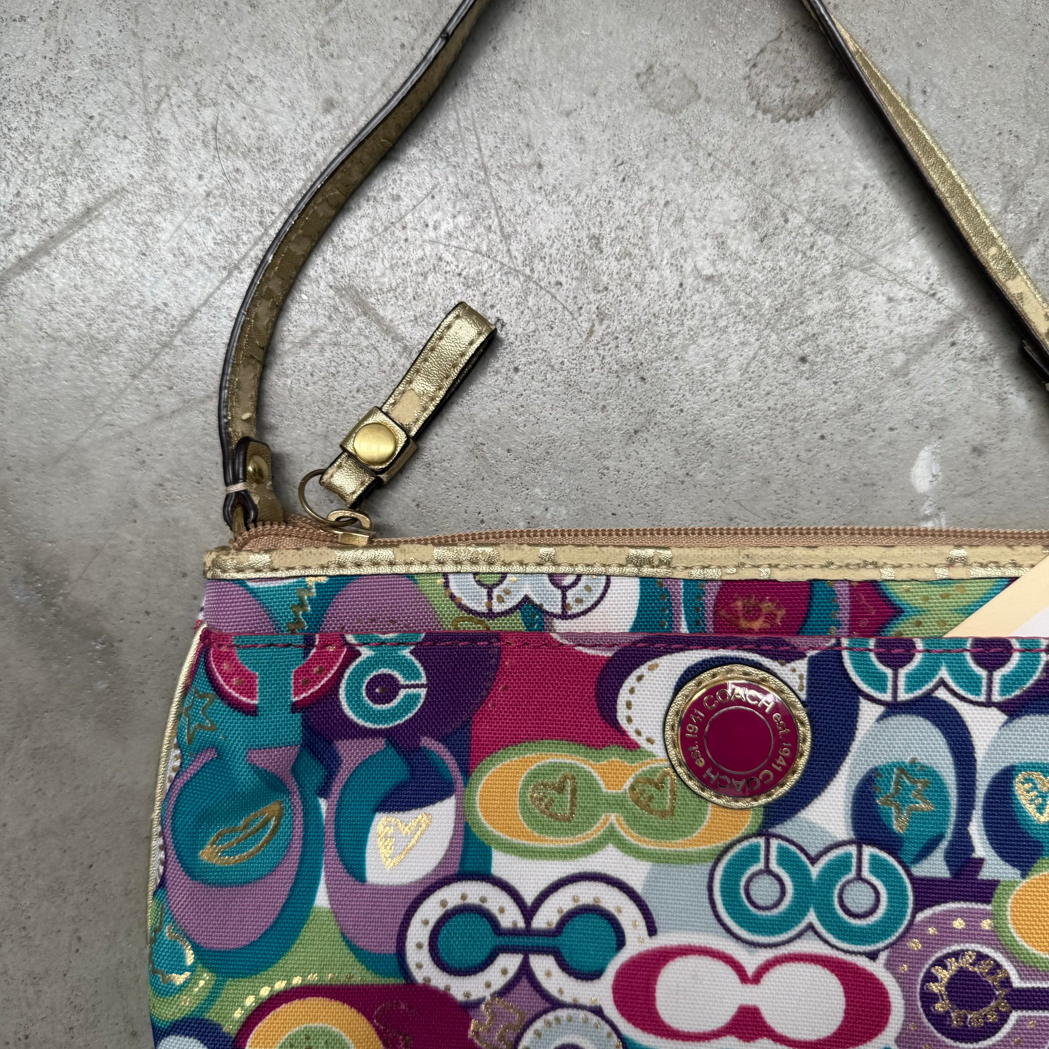 Coach Signature Jazzy Poppy Multi Canvas Handbag