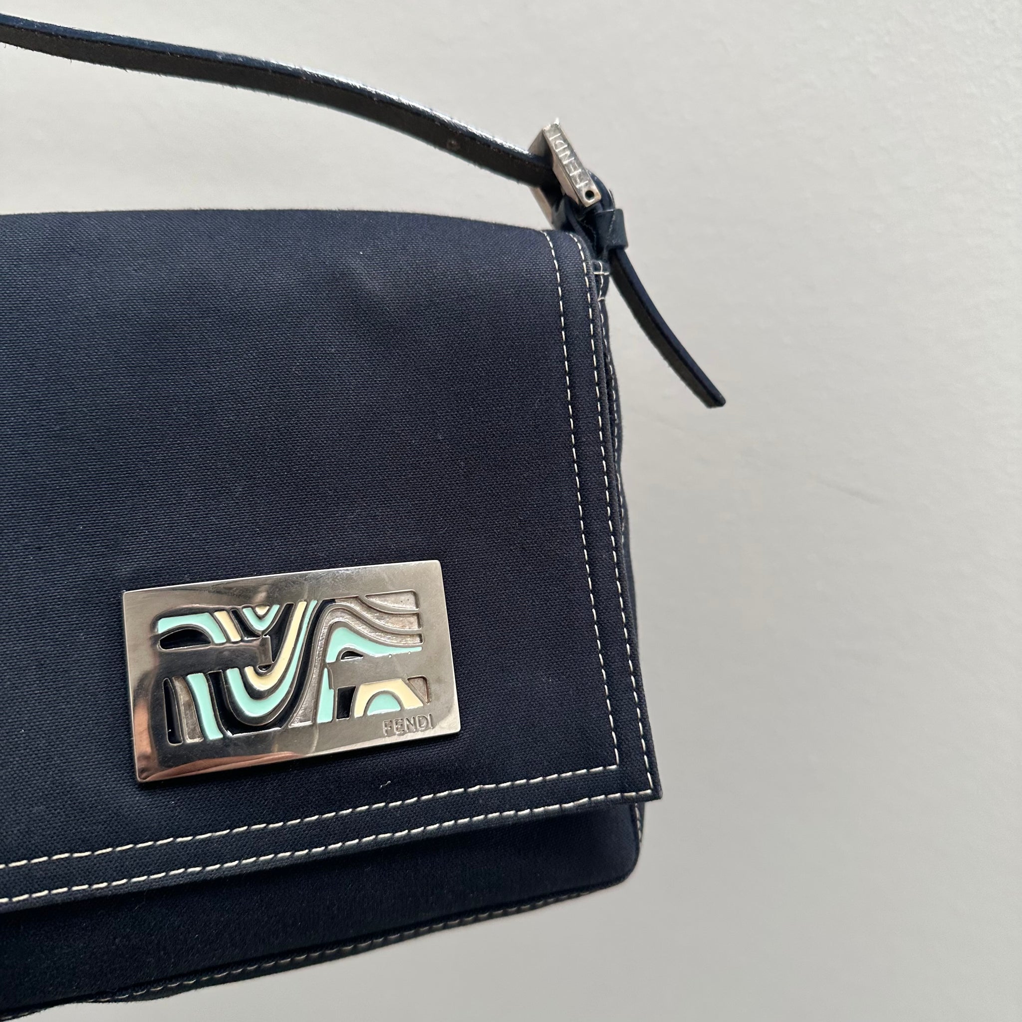 Fendi Denim Shoulder Bag Dark Navy