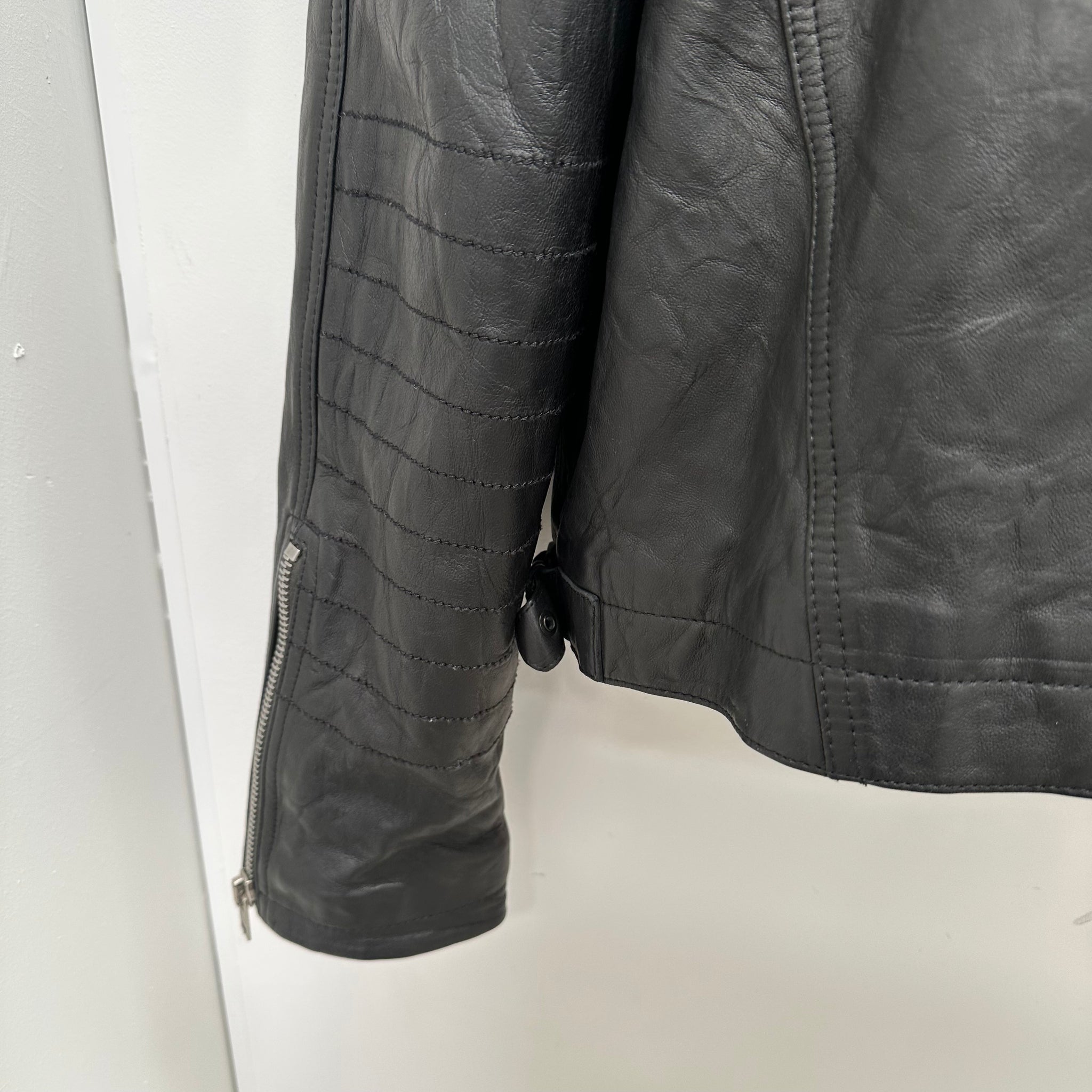 Acne Studios Laffero Distressed Black  Leather Jacket